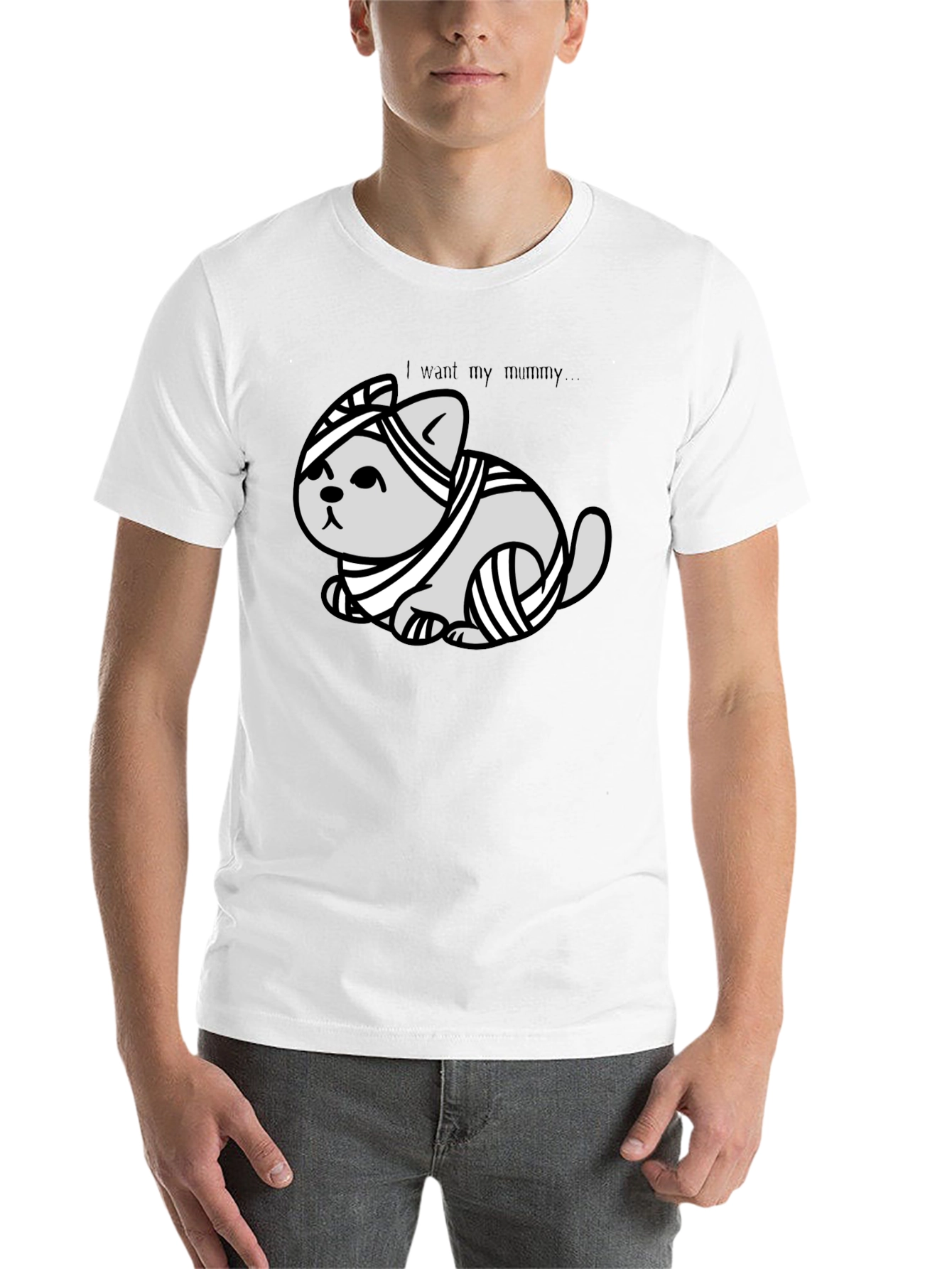 Black Mummy Cat T-Shirt - I Want My Mummy view 14