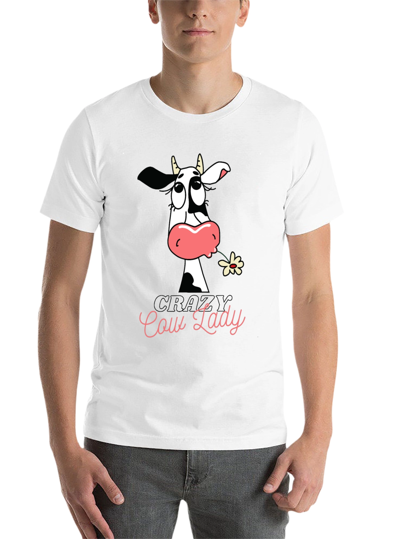 Black Crazy Cow Lady Graphic Tee - Black Cotton T-Shirt view 14