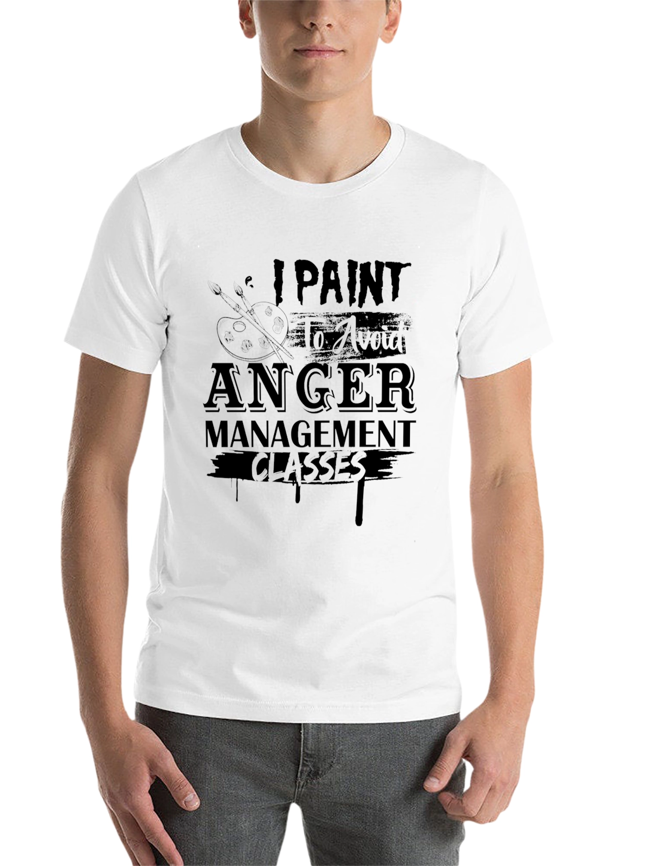 Black I Paint to Avoid Anger Management Classes T-Shirt view 14