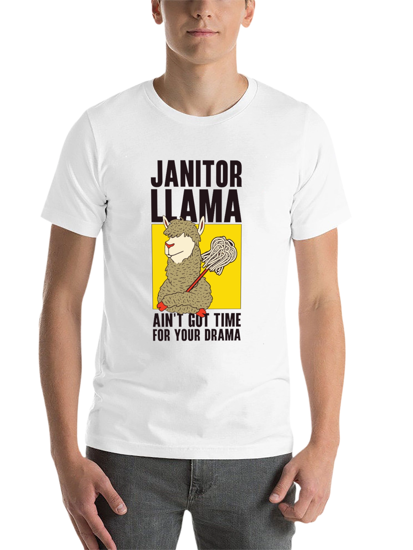 Black Janitor Llama Graphic T-Shirt view 14
