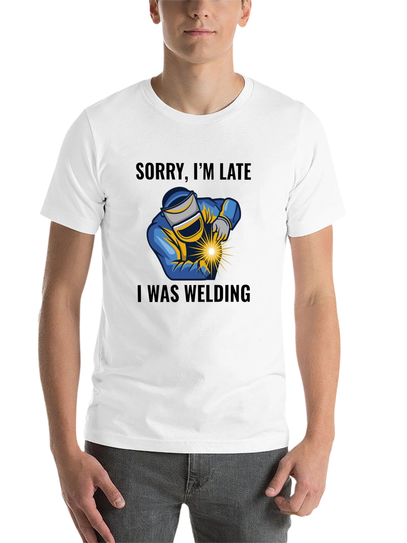 Black Welding T-Shirt - Sorry I'm Late Welder Tee view 14
