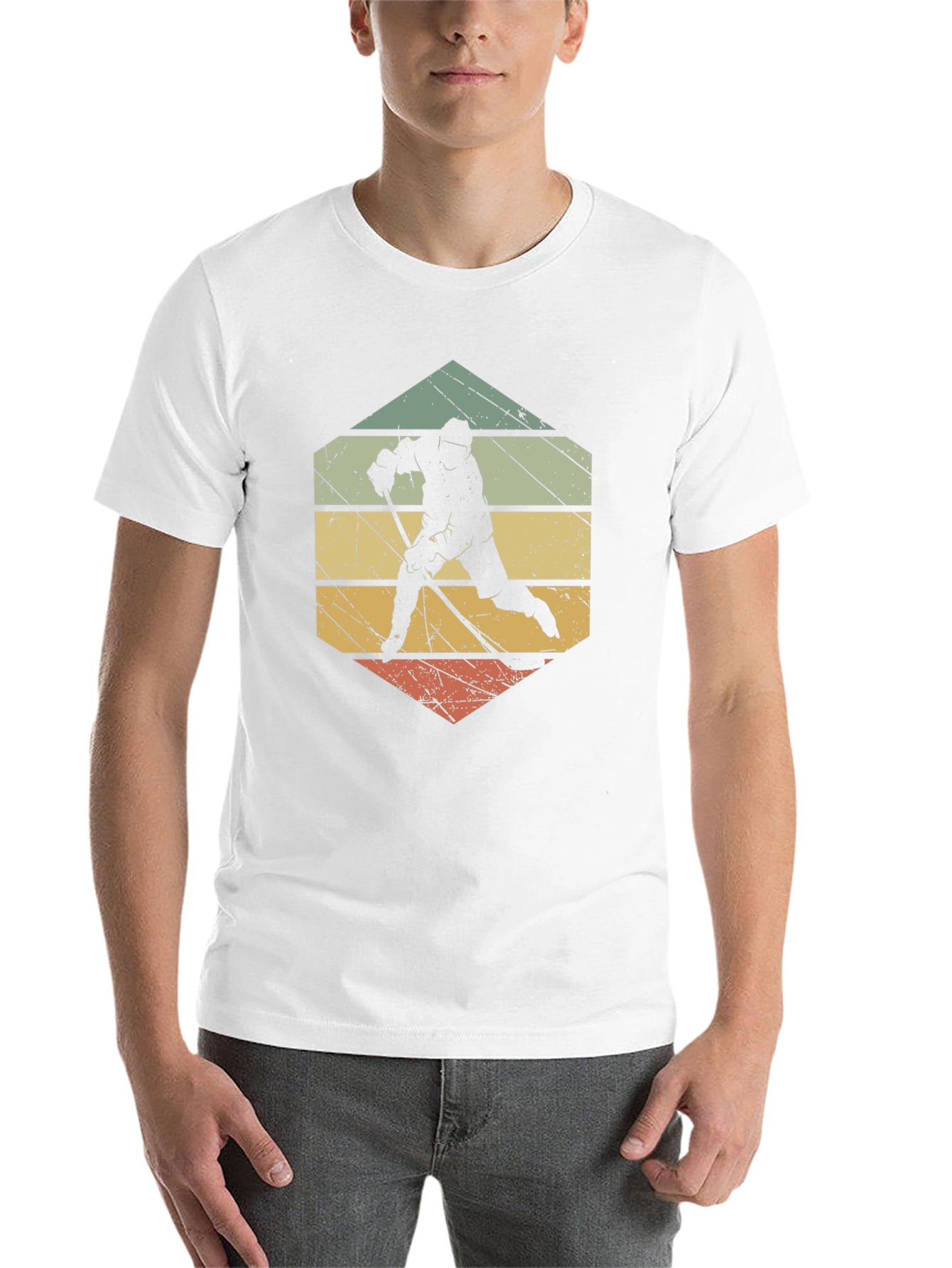 Black Retro Hockey Player Graphic T-Shirt view 14