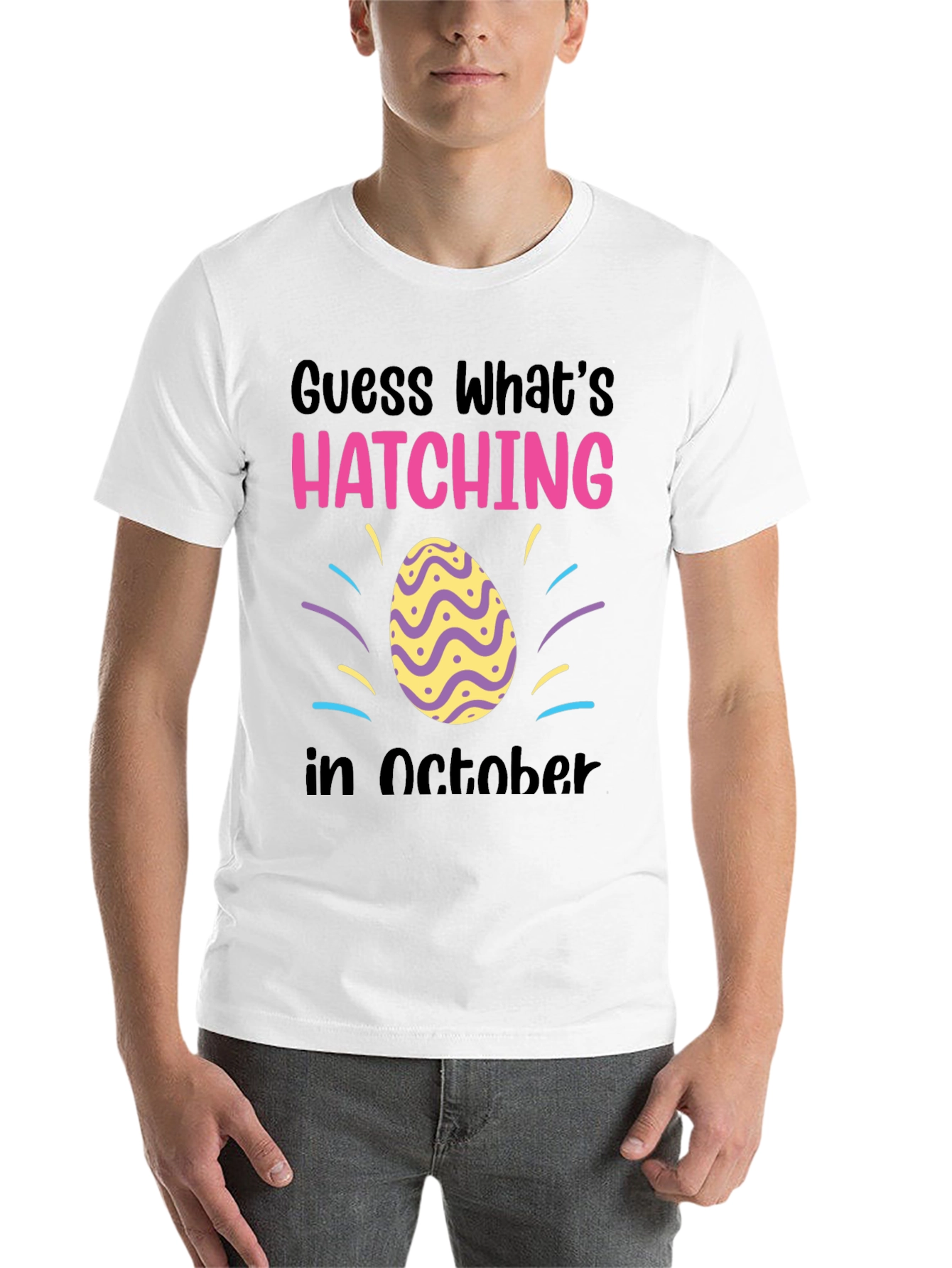 Black Hatching in October T-Shirt - Baby Announcement Tee view 14