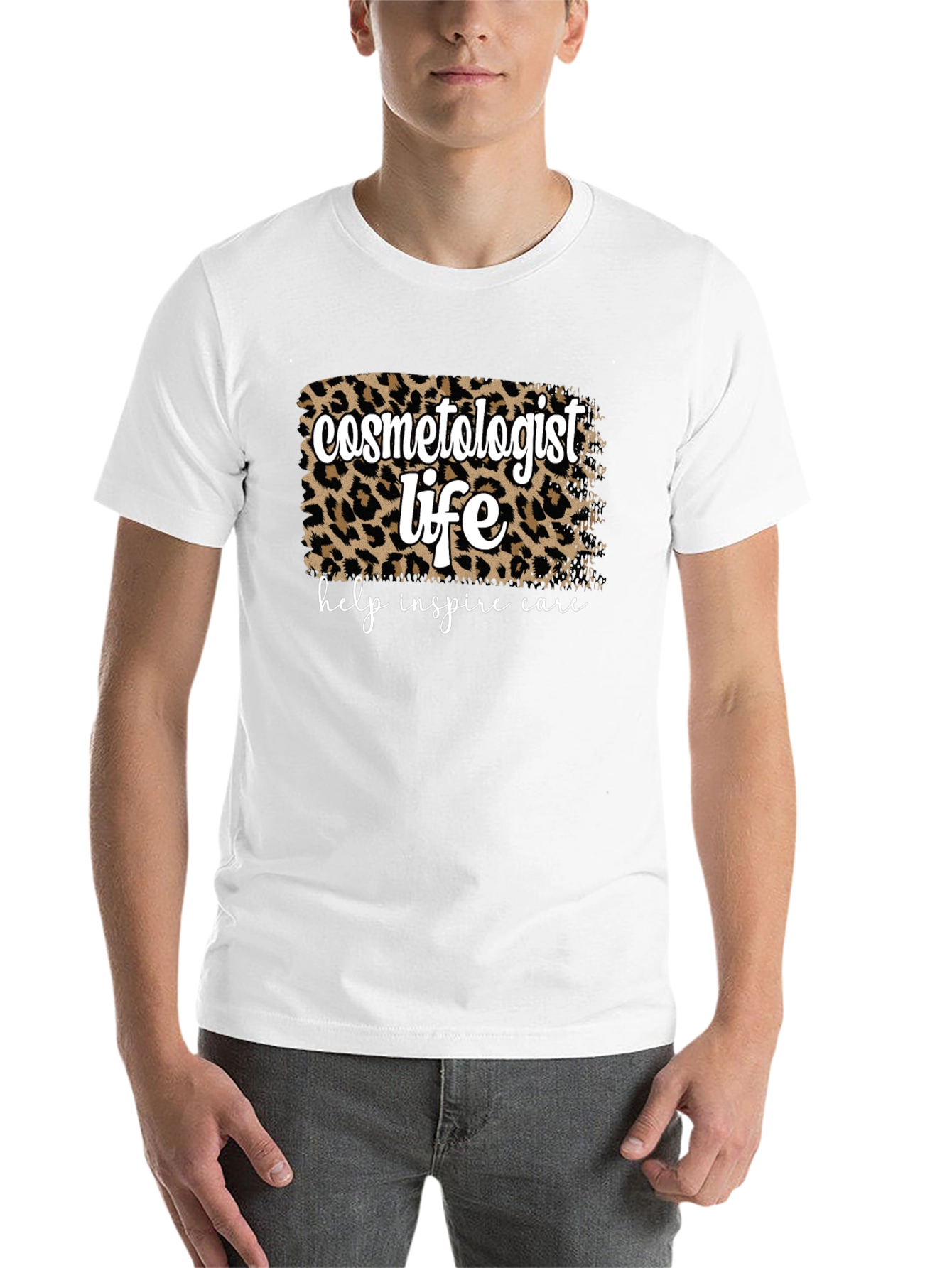 Black Cosmetologist Life Leopard Print T-Shirt view 14