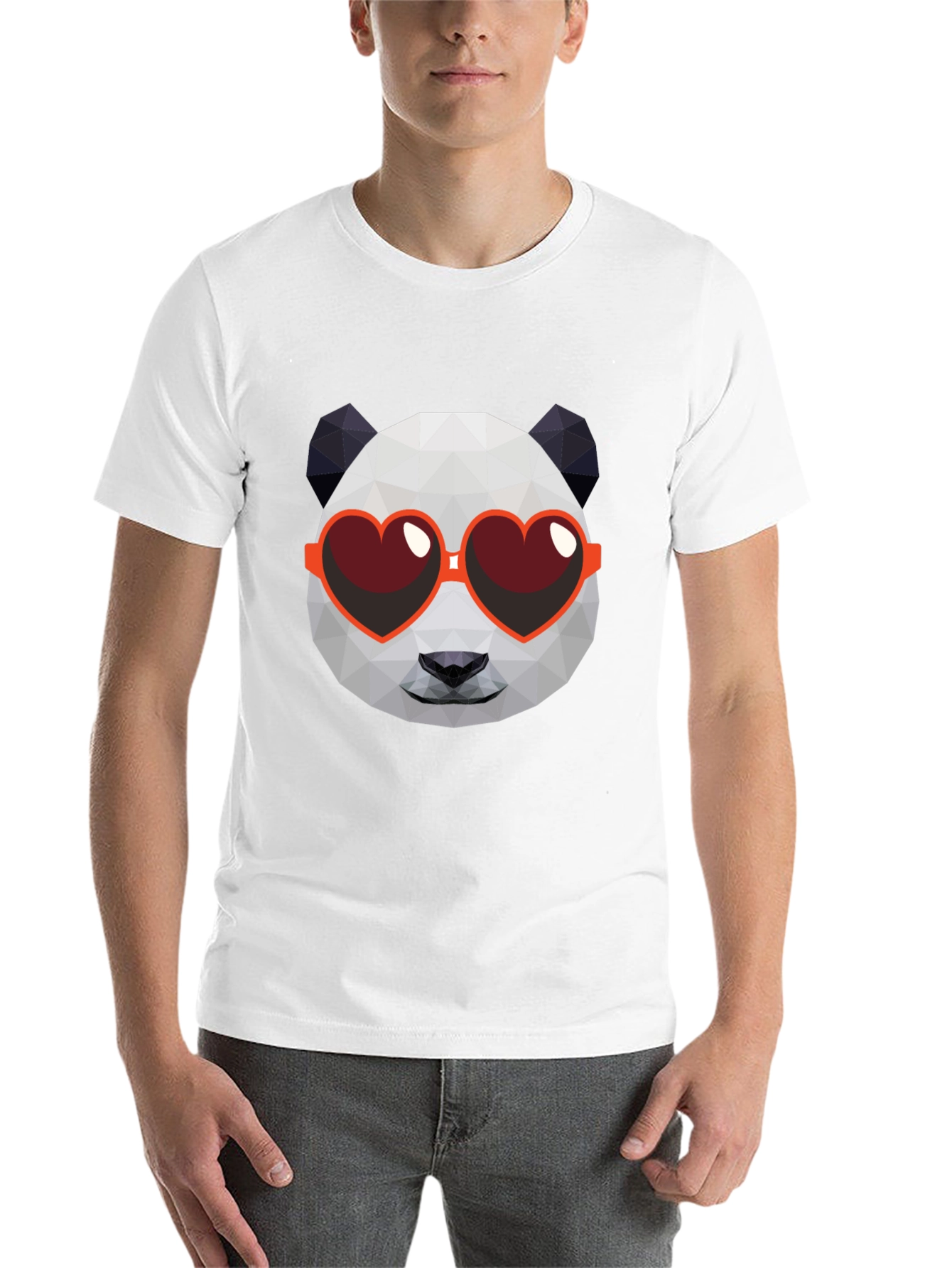 Black Geometric Panda Heart Sunglasses Graphic Tee view 14