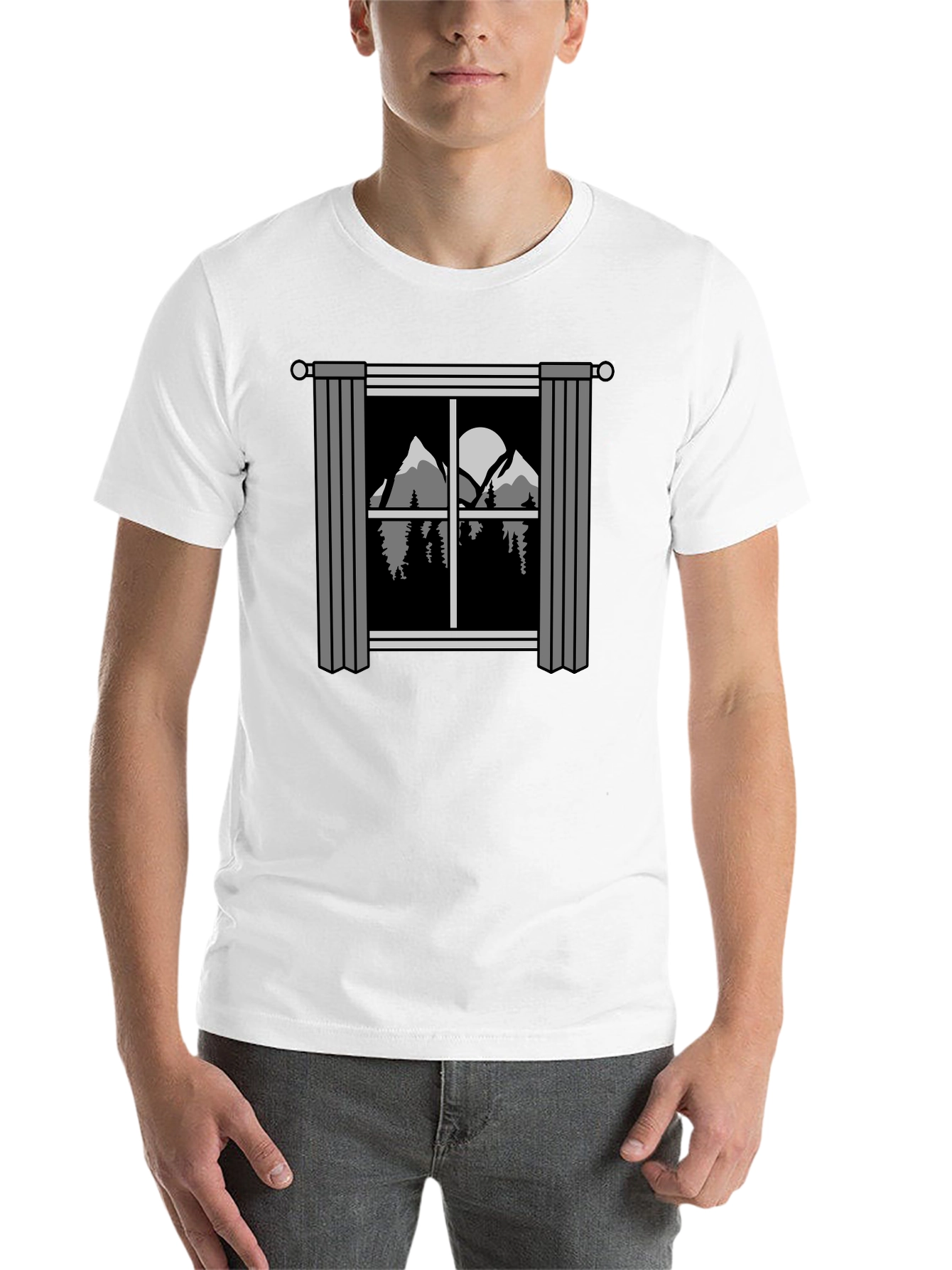 Black Mountain View T-Shirt - Nature Window Graphic Tee view 14