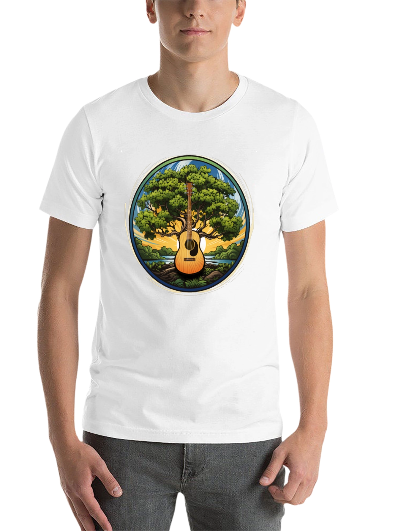 Black Guitar Tree Graphic Tee - Music Lover's T-Shirt view 14