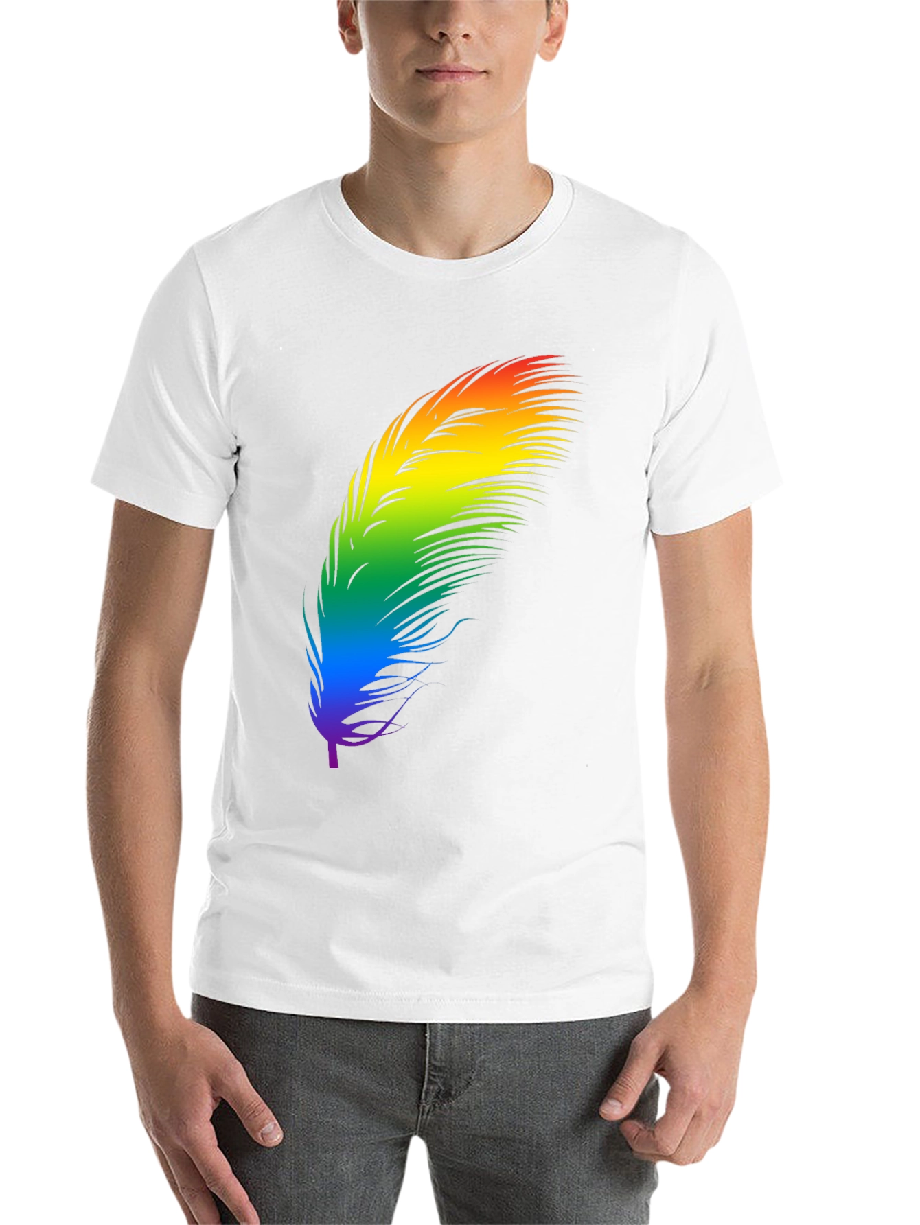 Black Rainbow Feather Graphic Tee - Black Cotton Blend Shirt view 14