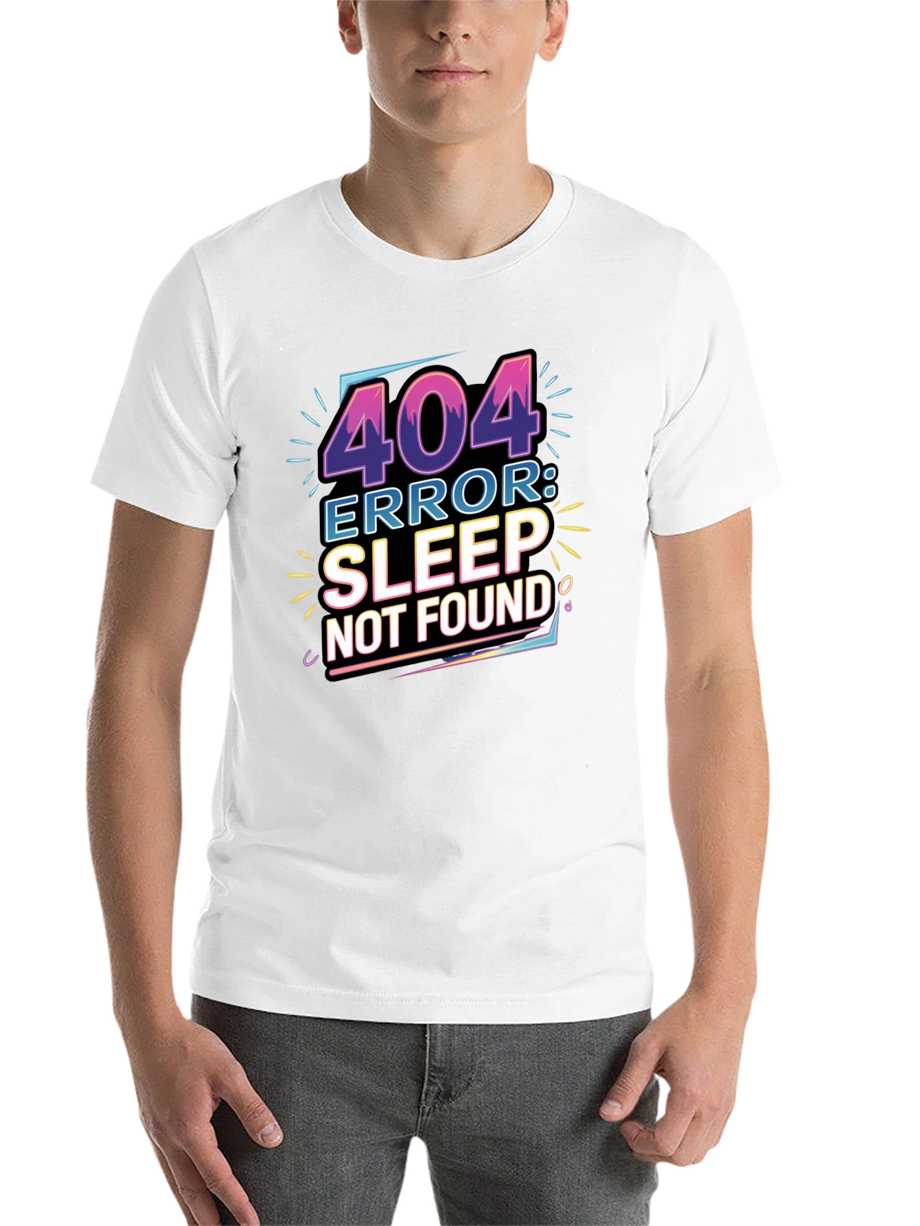 Black 404 Error: Sleep Not Found Graphic Tee view 14