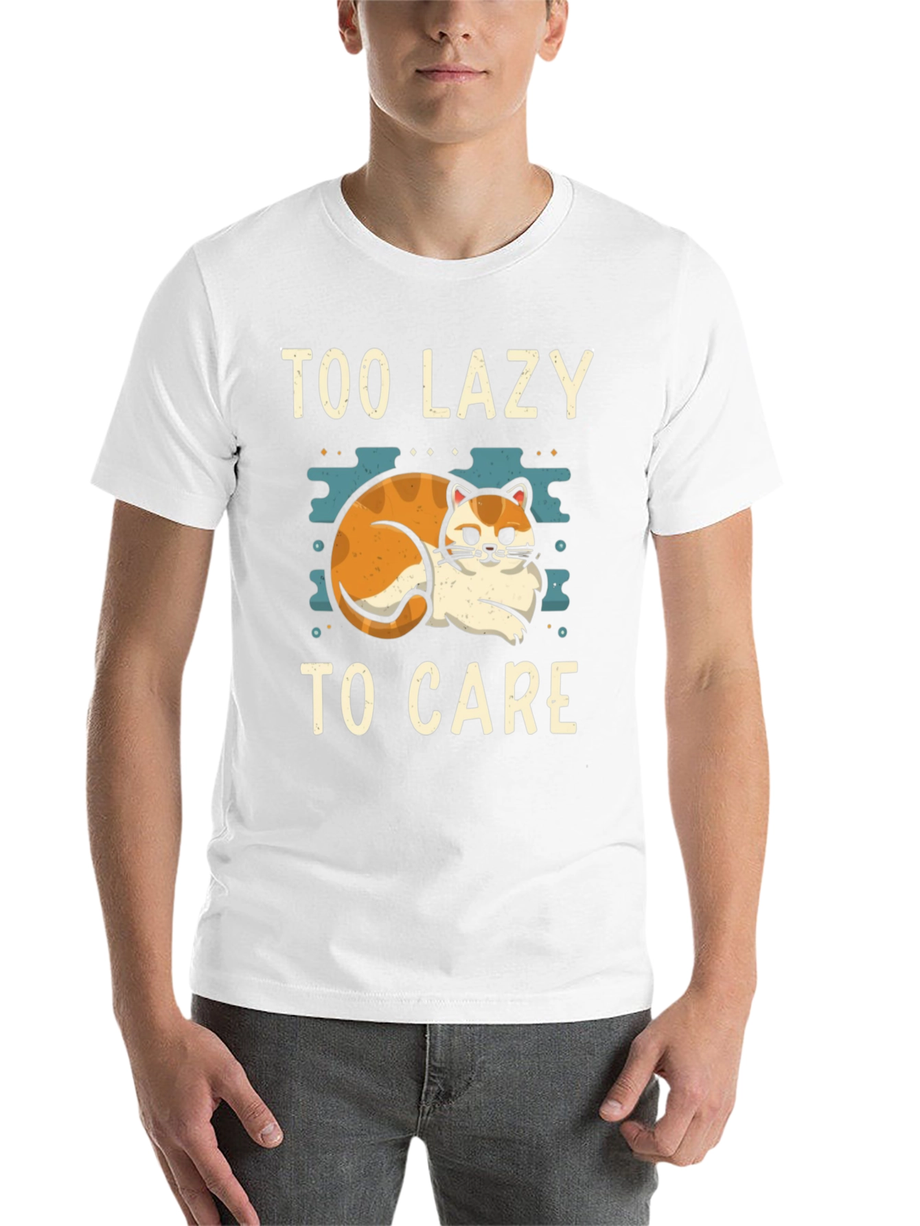 Black Too Lazy To Care Cat Graphic Tee view 14