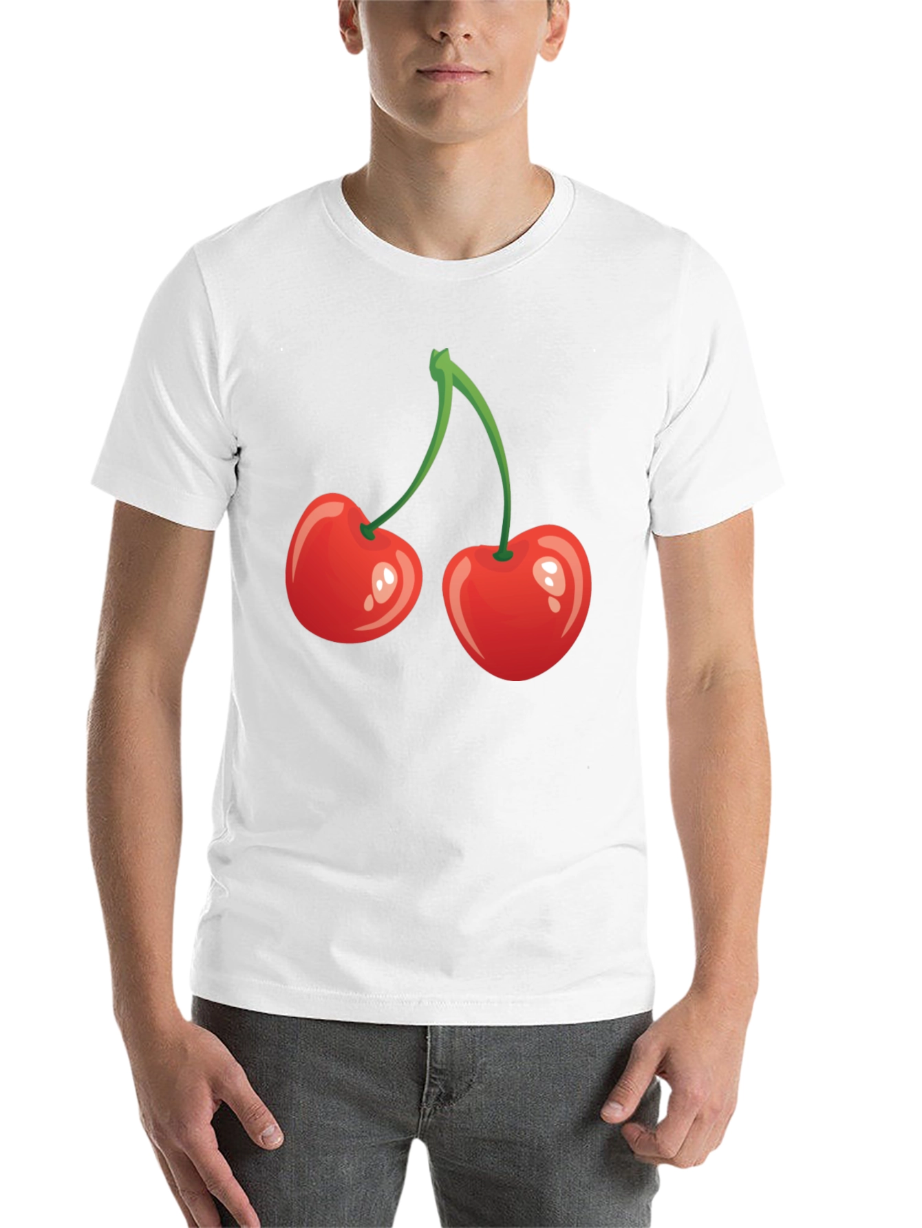 Black Red Cherry Graphic Tee - Fun Fruit Shirt view 14