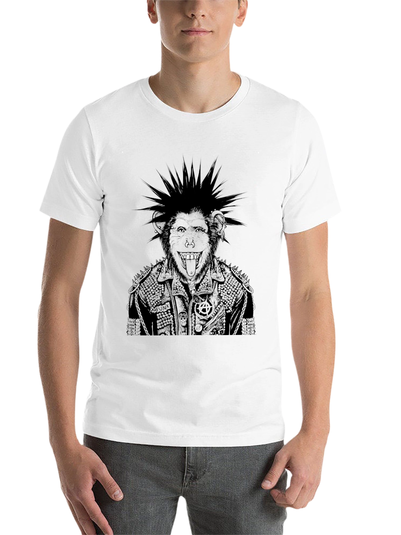 Black Punk Rock Gorilla Graphic Tee view 14