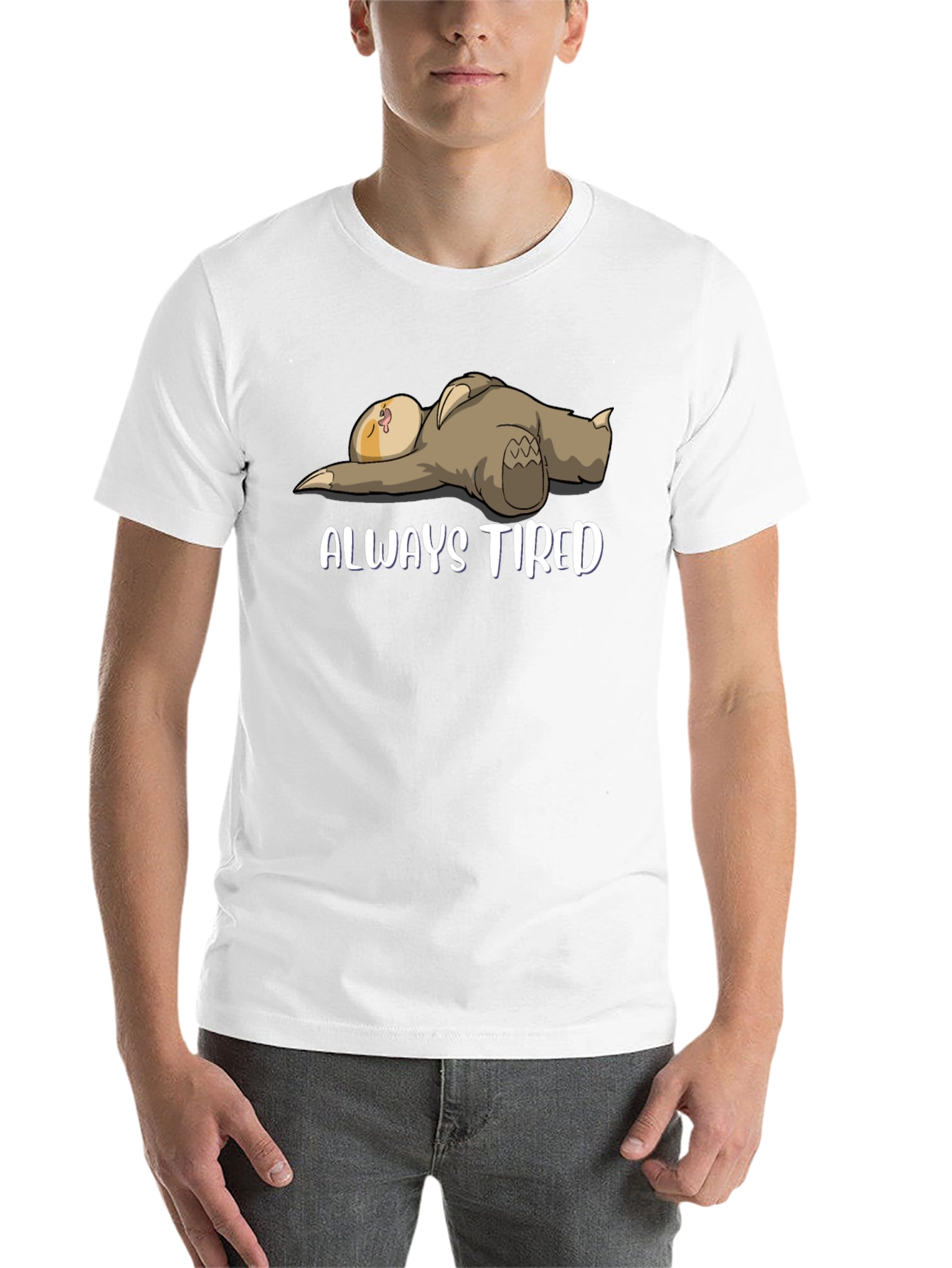 Black Always Tired Sloth Graphic T-Shirt - Men's view 14