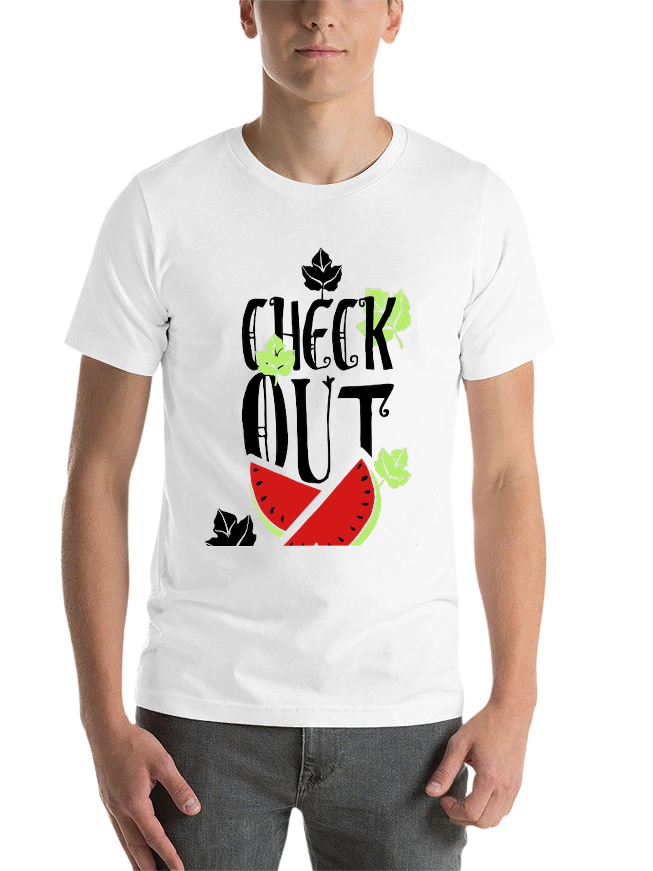 Black Check Out Watermelon Graphic Tee view 14