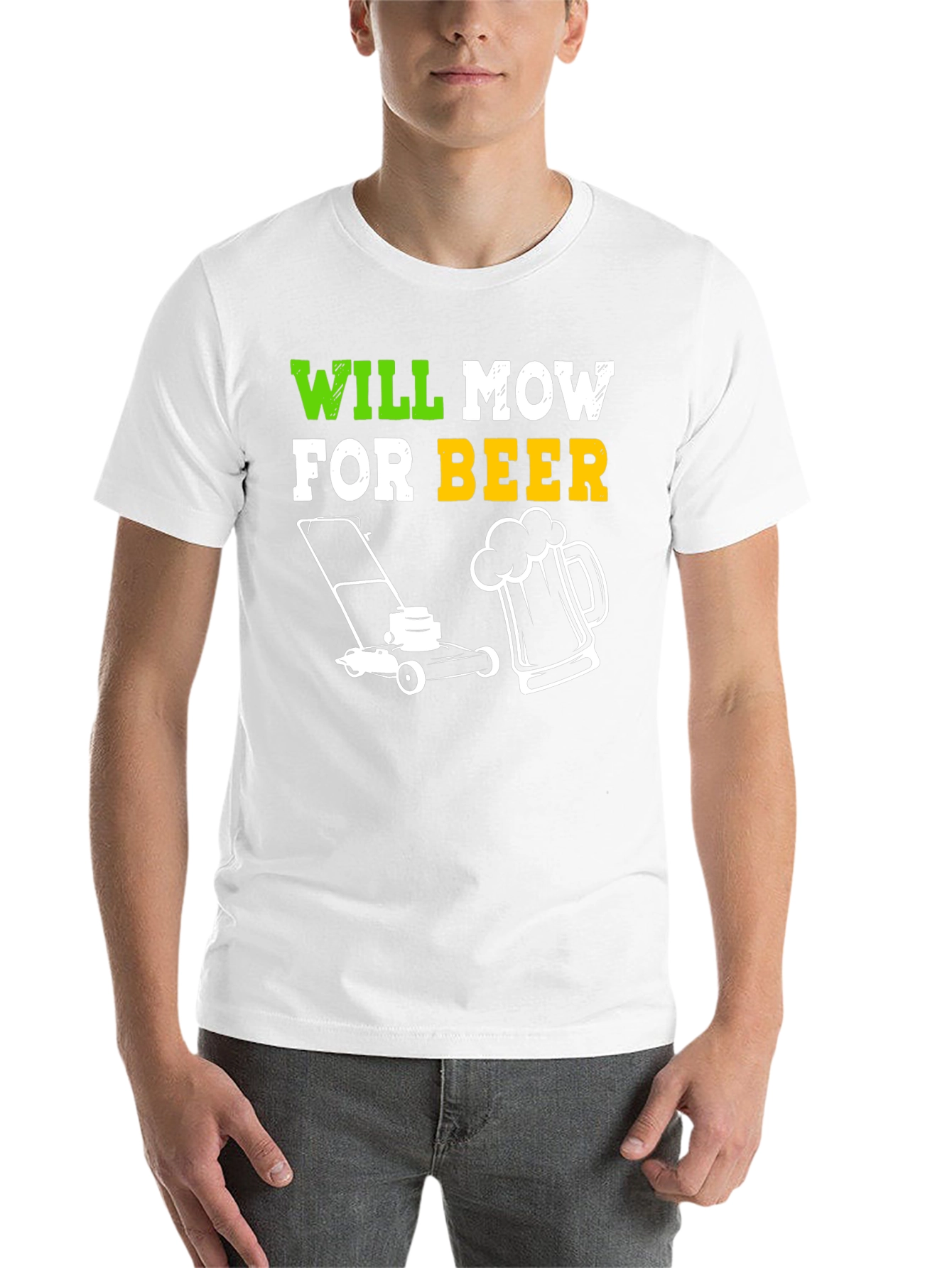 Black Will Mow for Beer T-Shirt view 14
