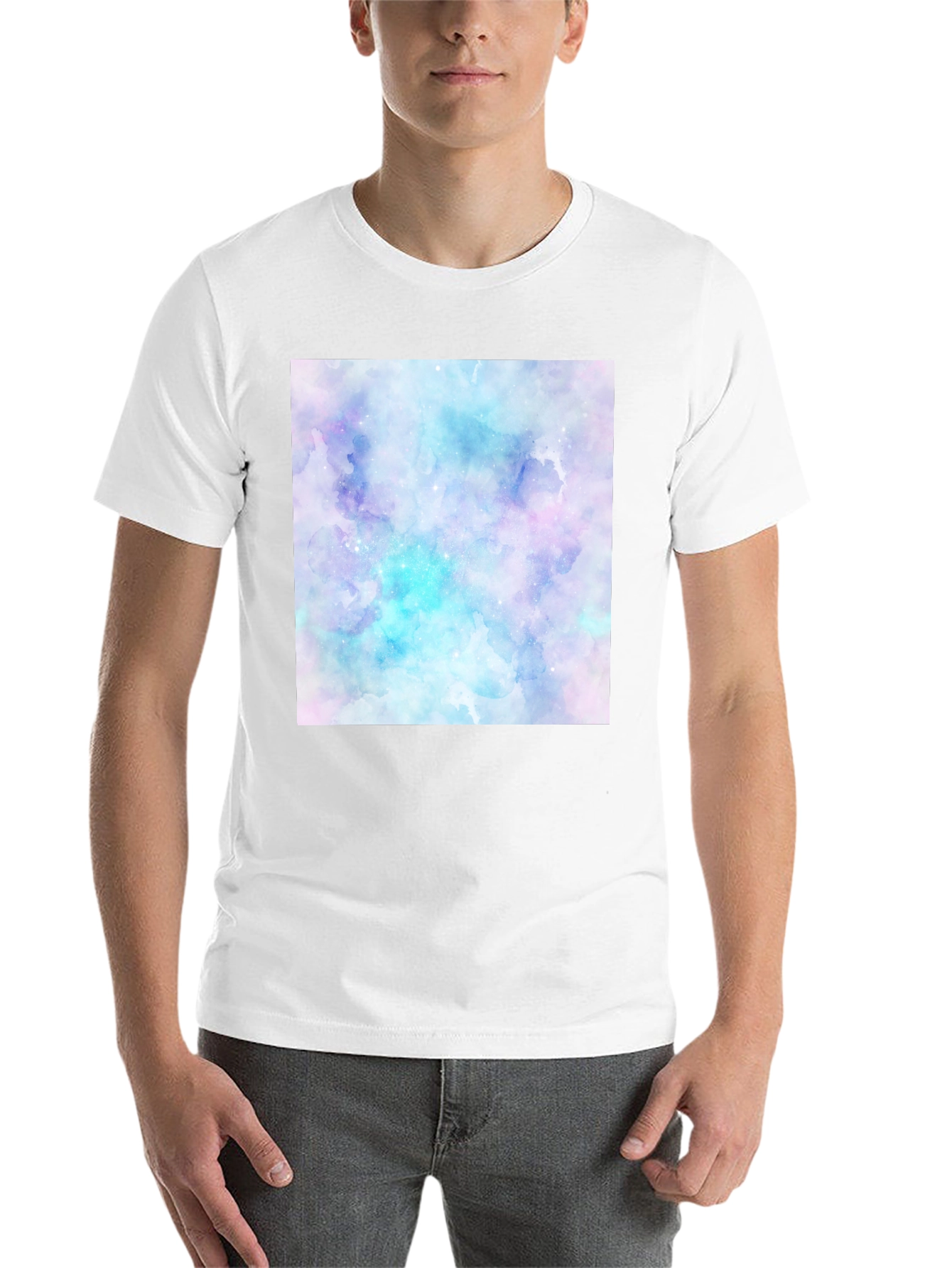 Black Watercolor Galaxy Graphic Tee - Men's Black T-Shirt view 14