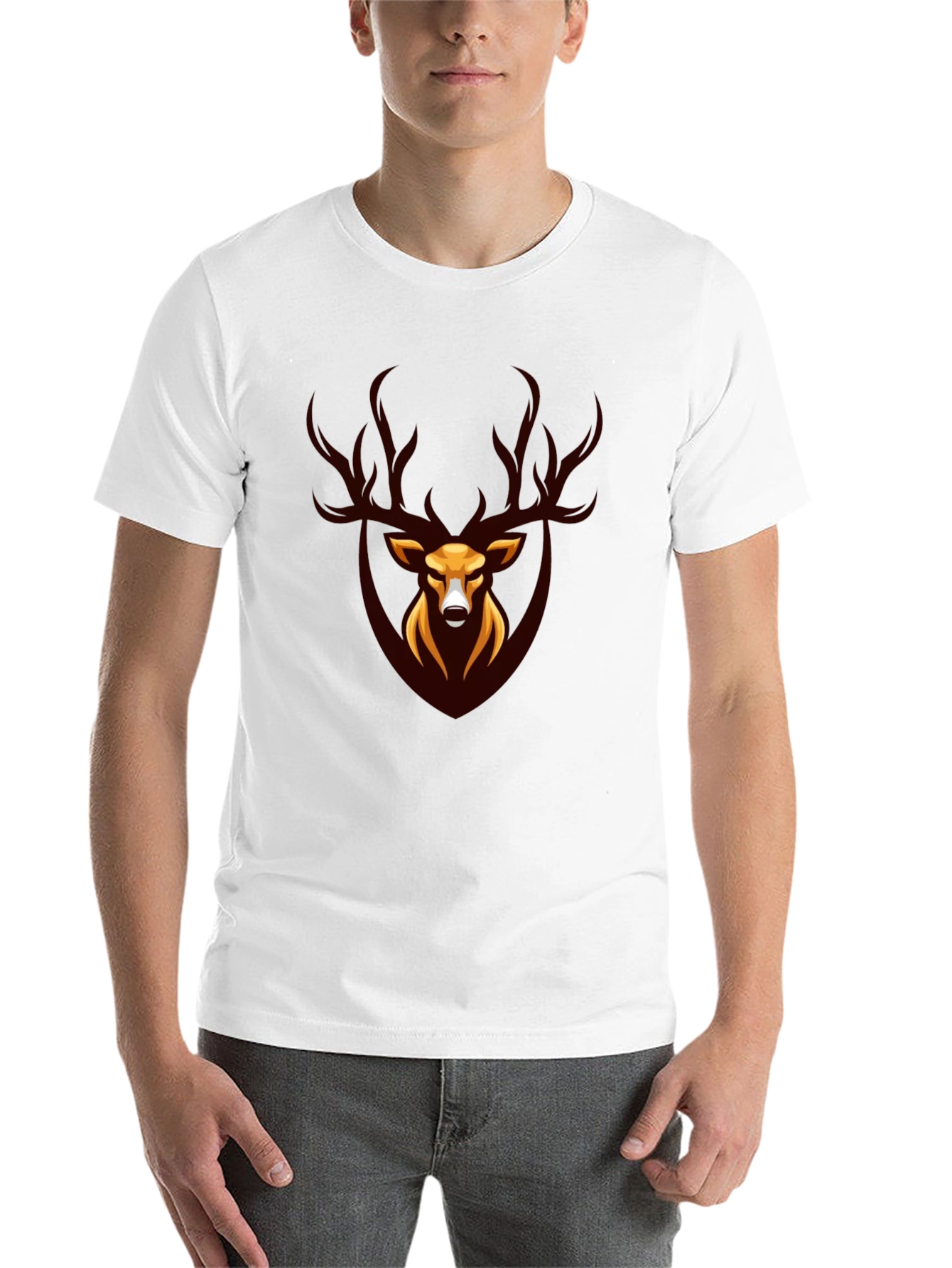 Black Stag Graphic Tee - Black Stylish Deer Design view 14