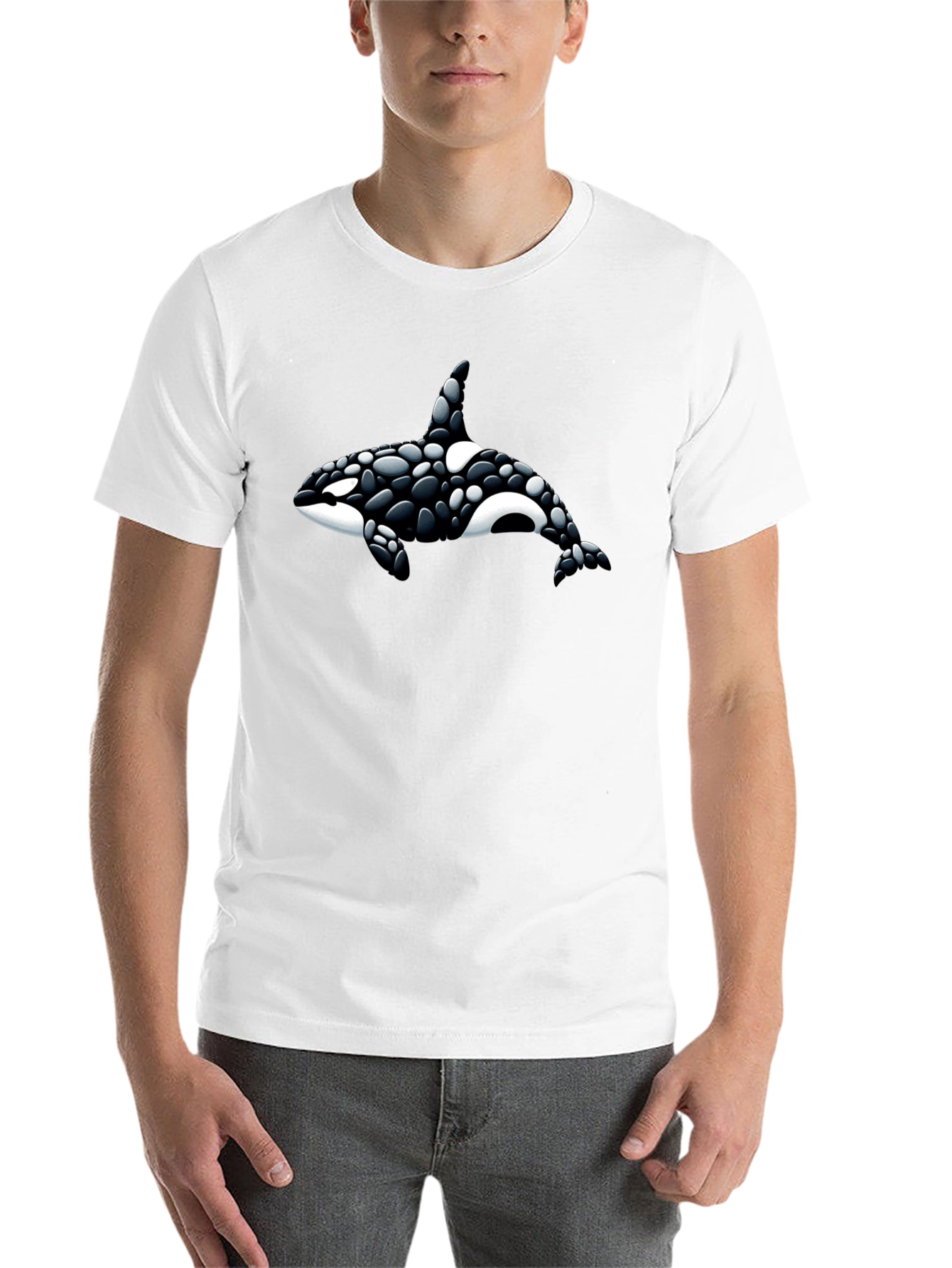 Black Orca Whale Graphic Tee - Black Cotton T-Shirt view 14