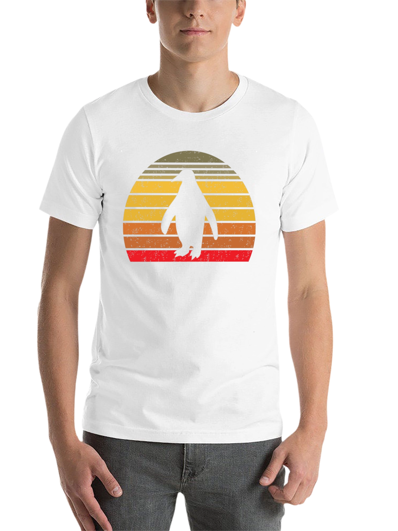 Black Retro Penguin Sunset T-Shirt view 14