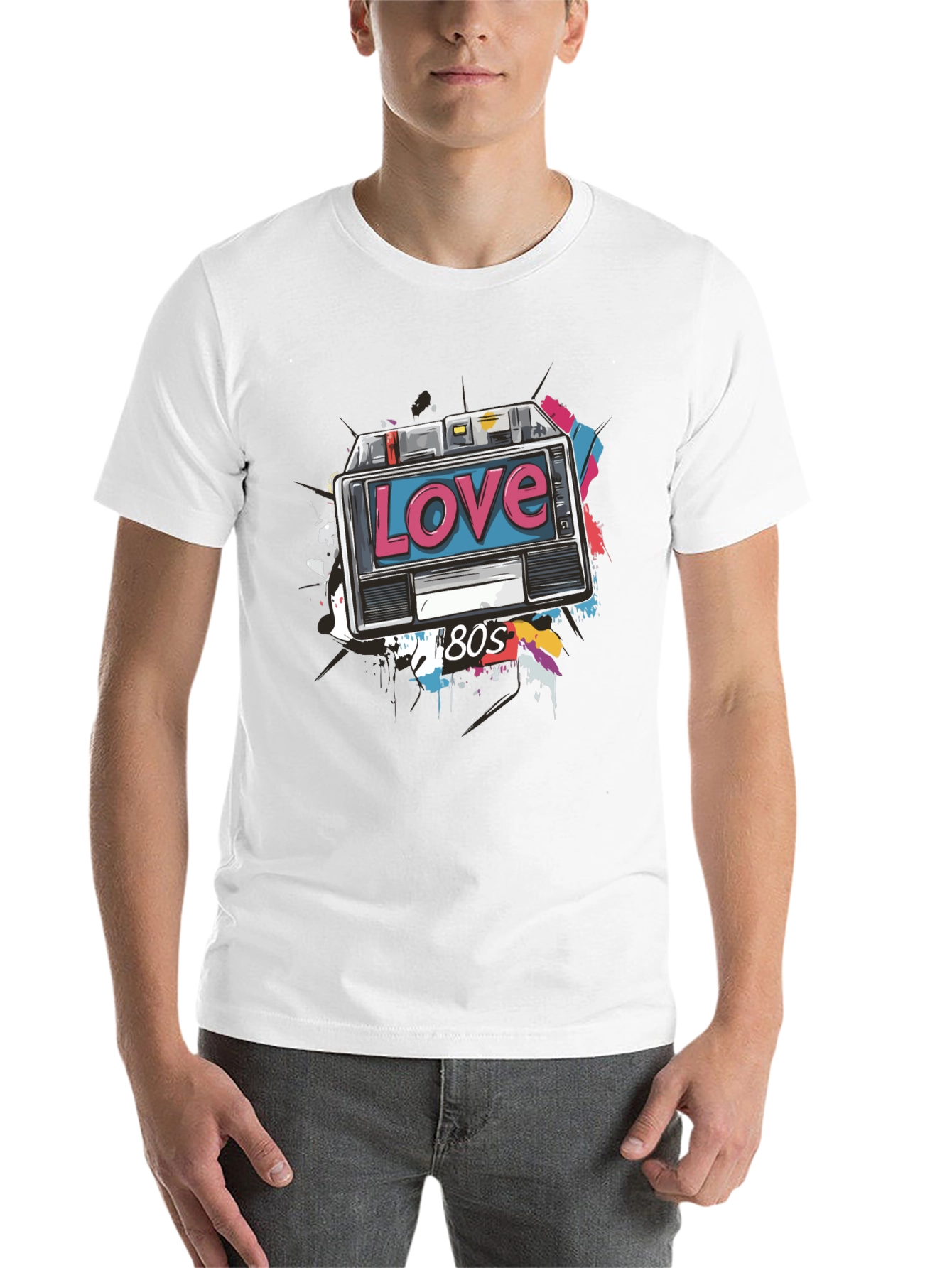 Black Retro 80s Love Cassette Tape Graphic T-Shirt view 14