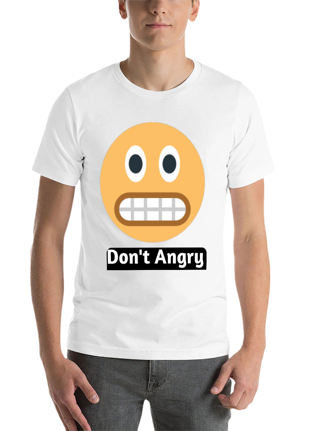 Black Don't Angry Emoji Black T-Shirt view 14