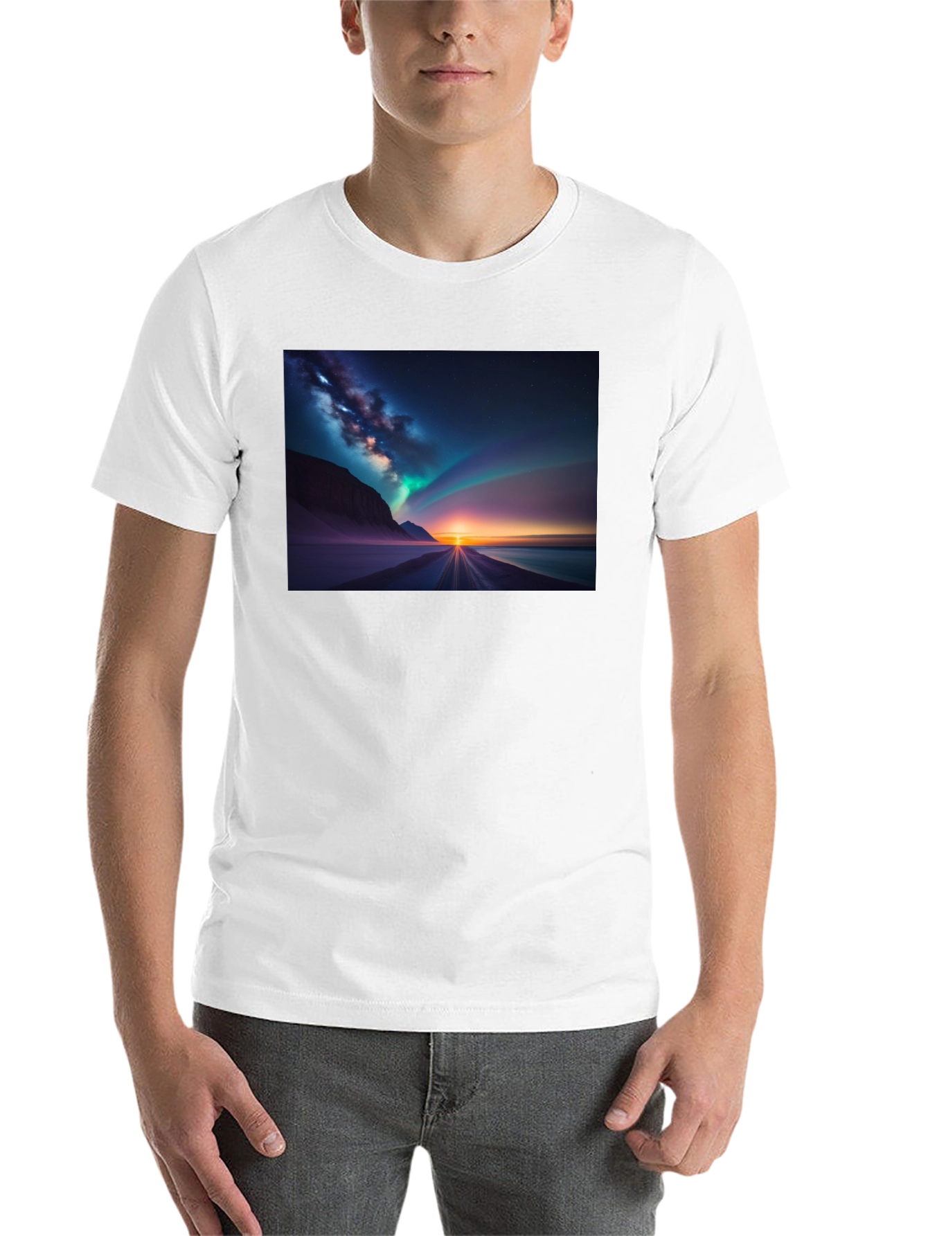 Black Aurora Borealis Graphic Tee - Black view 14