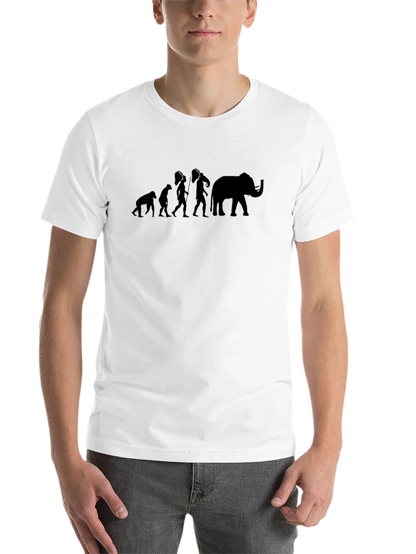 Black Evolution of Man & Elephant Black Graphic Tee view 14