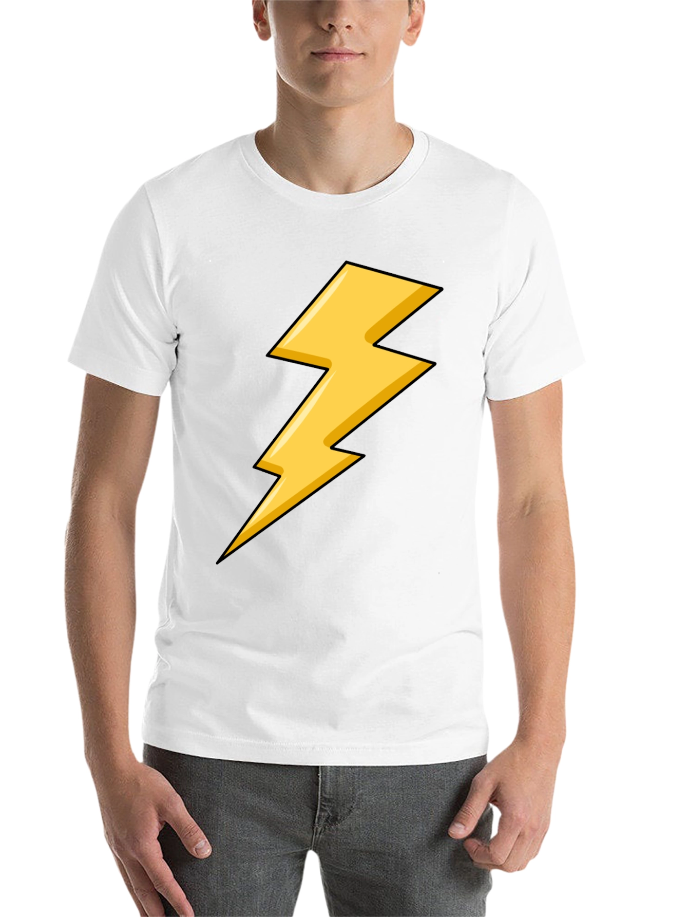Black Black T-Shirt with Yellow Lightning Bolt Design view 14