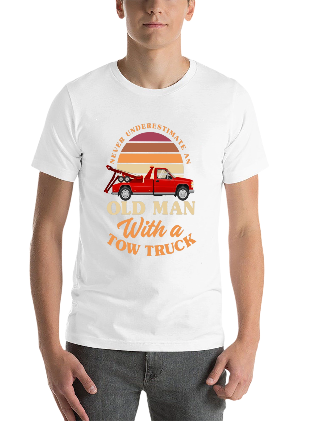 Black Never Underestimate Old Man Tow Truck T-Shirt view 14