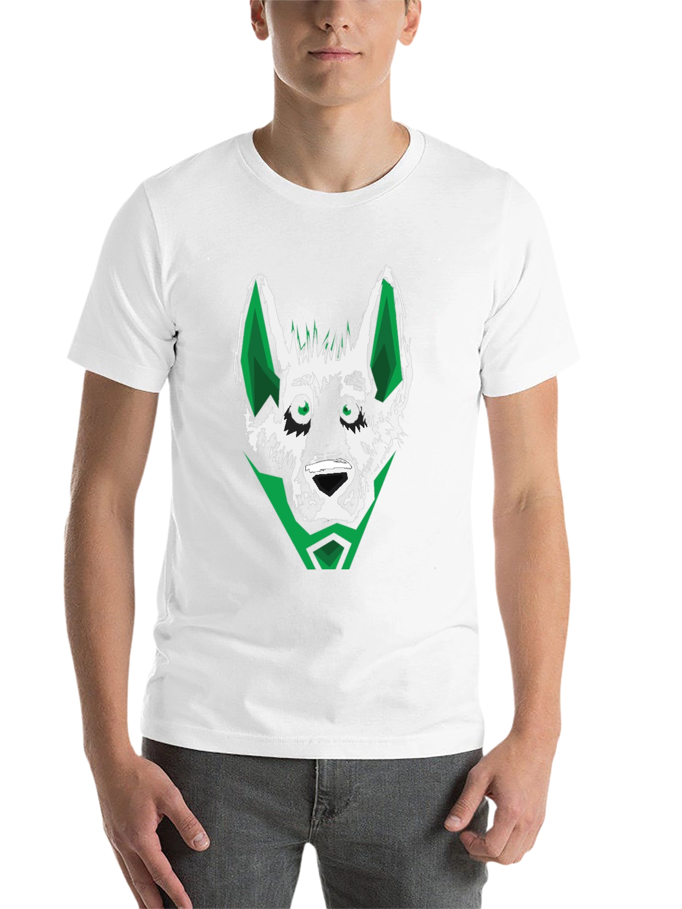 Black Green Wolf Graphic Tee - Stylish Men's Black T-Shirt view 14