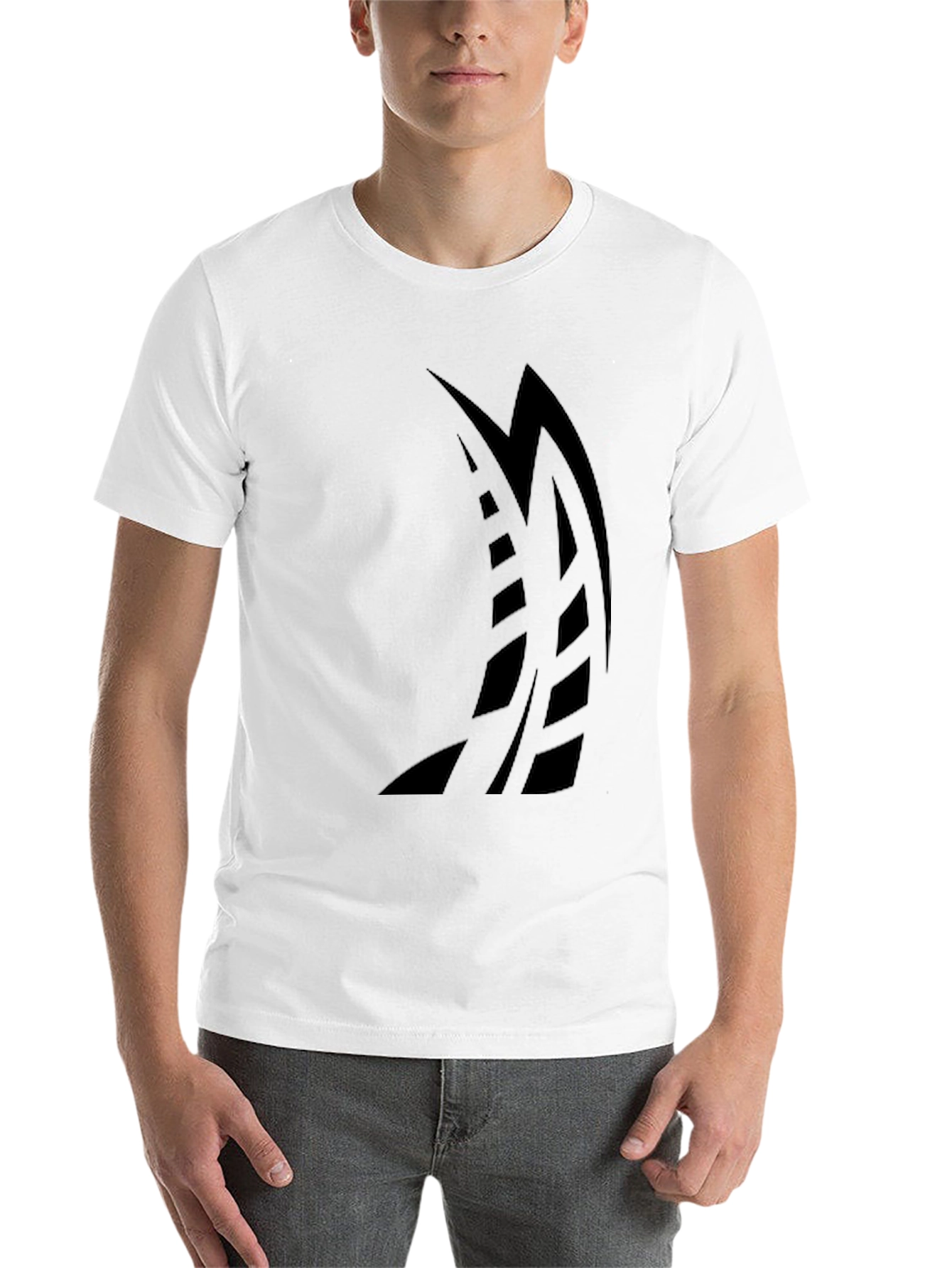 Black Men's Black Graphic Tee - Abstract Sailboat Design view 14