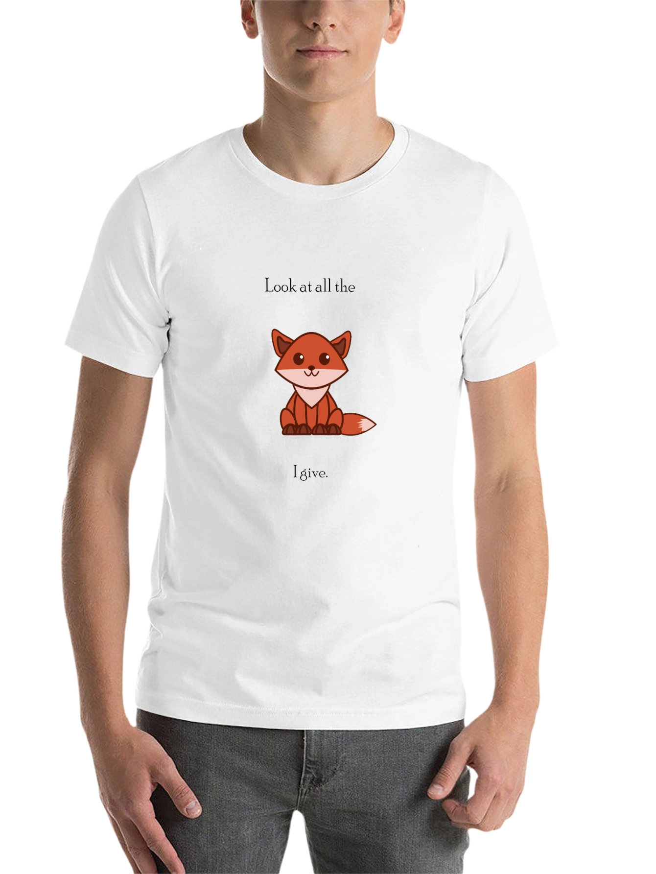 Black Cute Fox Graphic Tee - 'Look at All the Fox I Give' view 14