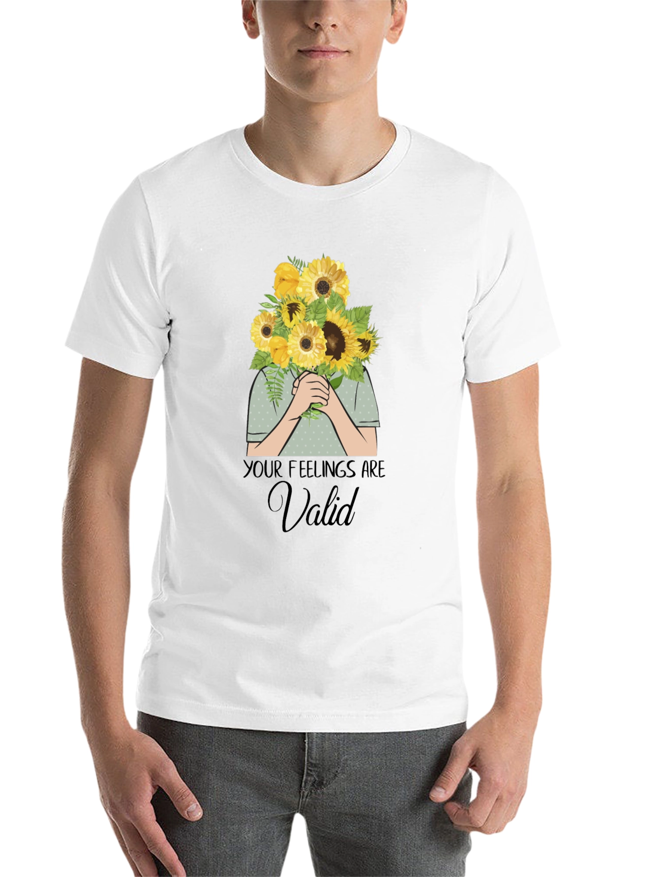 Black Your Feelings Are Valid T-Shirt - Sunflower Bouquet Graphic view 14