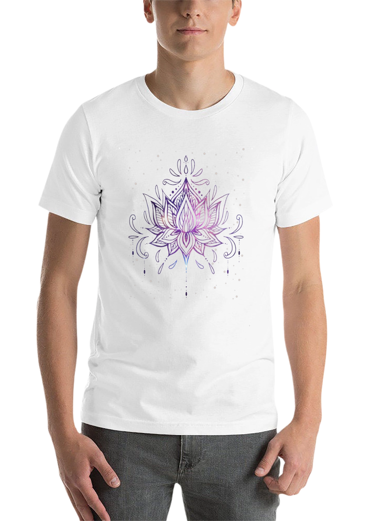 Black Galaxy Lotus Flower Graphic Tee view 14