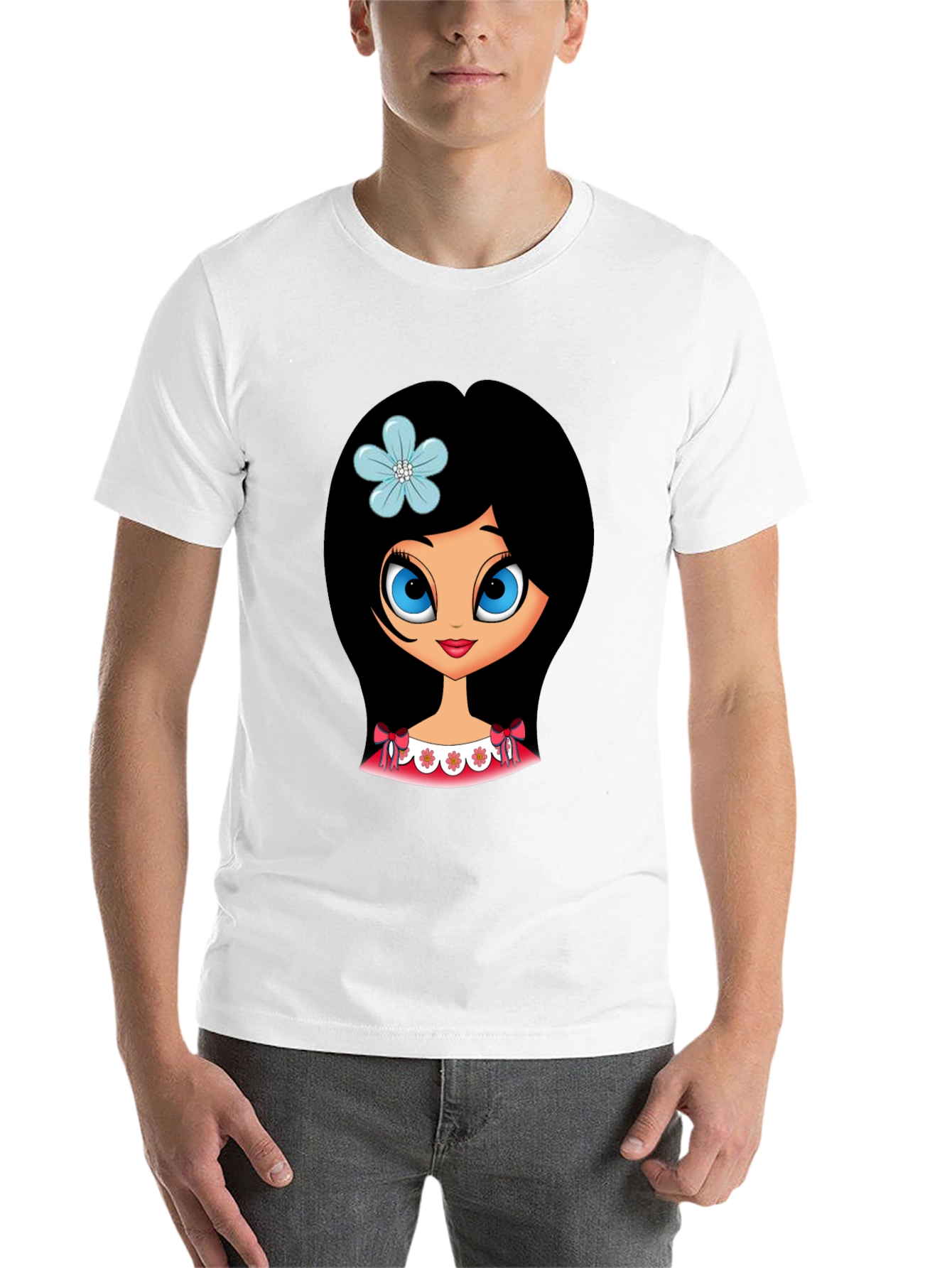 Black Cute Cartoon Girl Graphic T-Shirt view 14