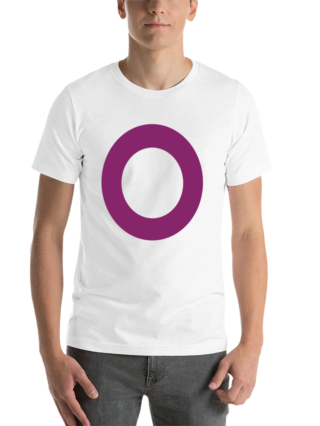 Black Minimalist Purple Ring Graphic Black T-Shirt view 14