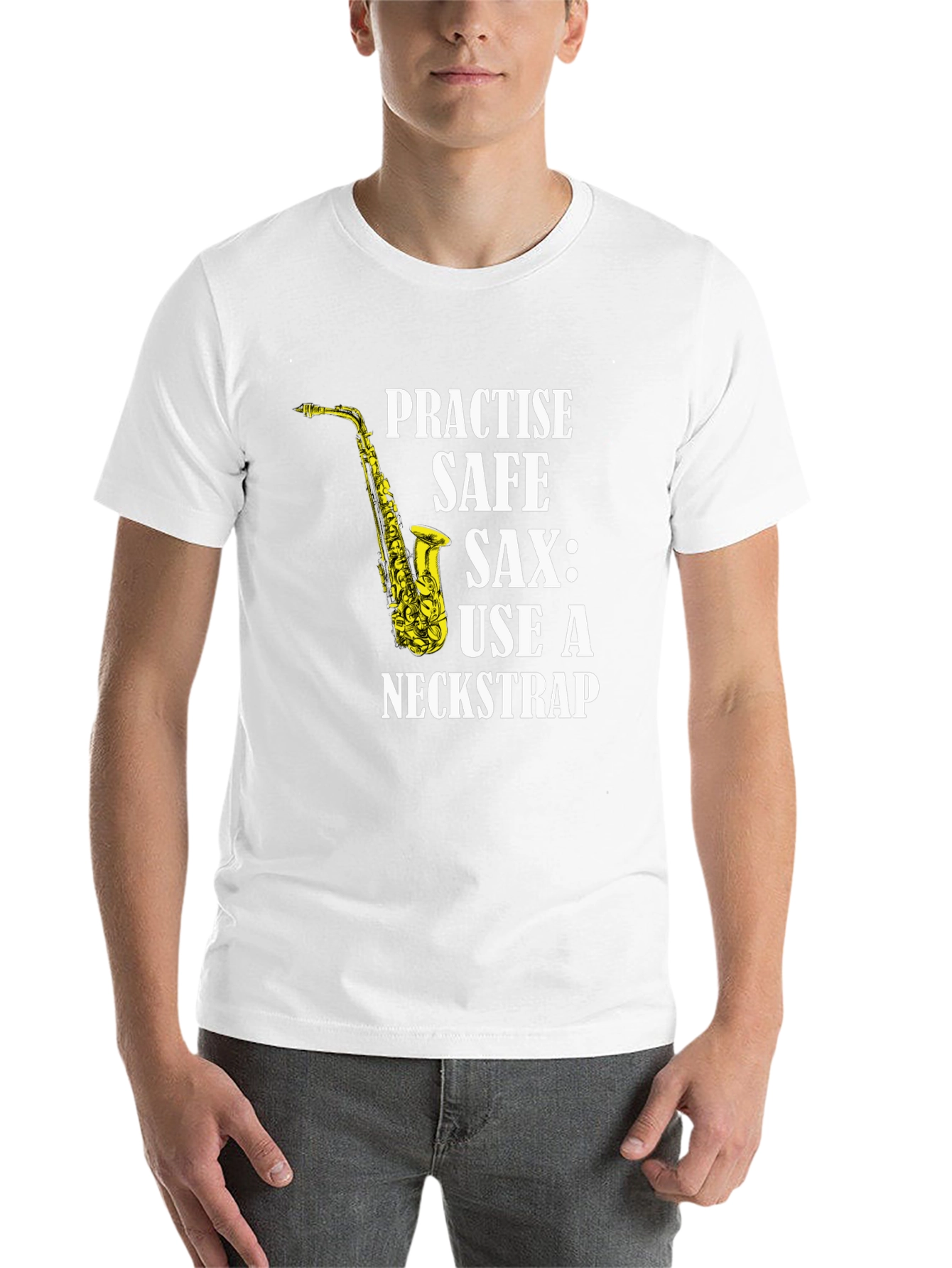 Black Practise Safe Saxophone T-Shirt - Use a Neckstrap view 14