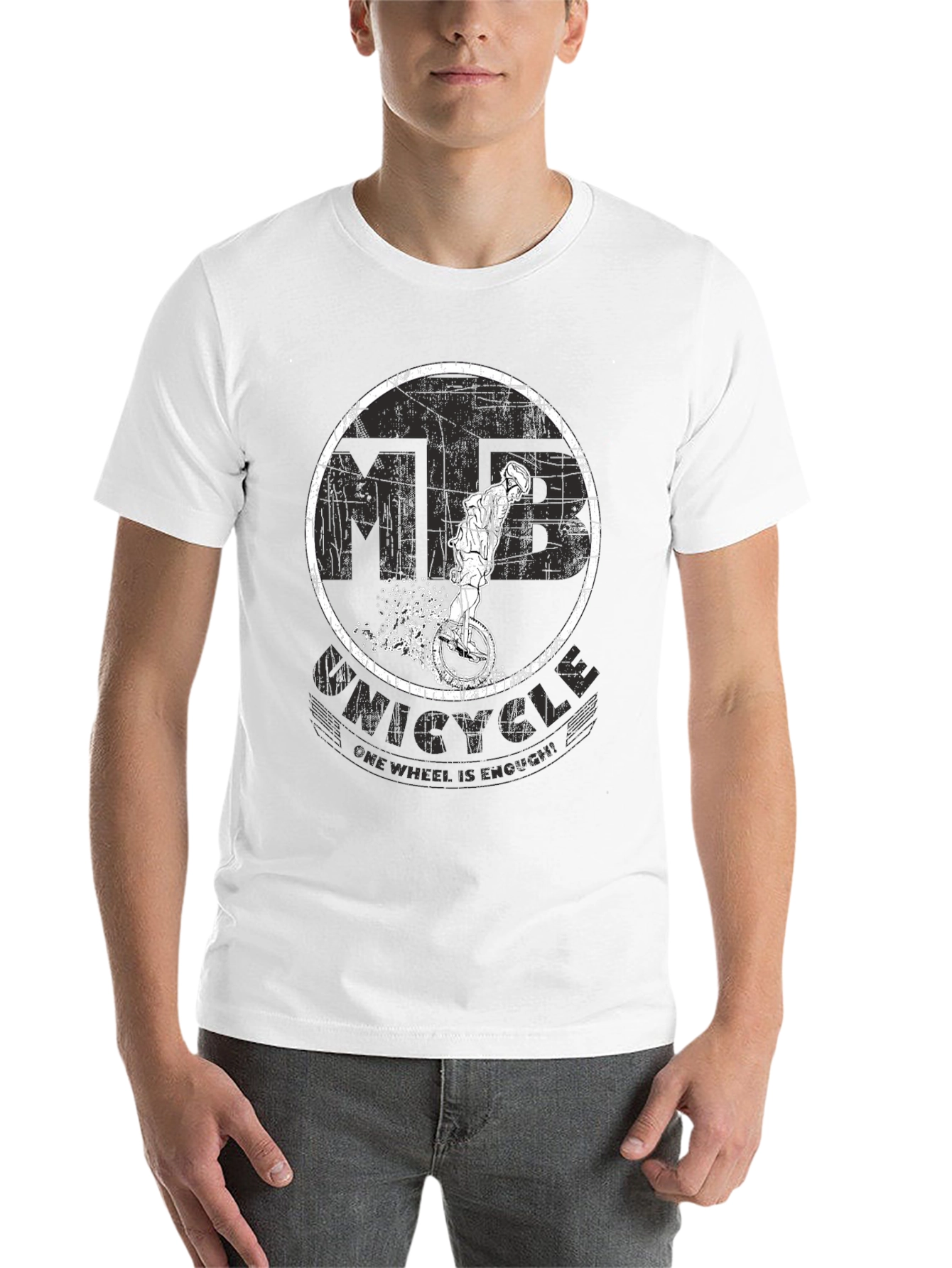 Black Unicycle T-Shirt - One Wheel Is Enough! view 14