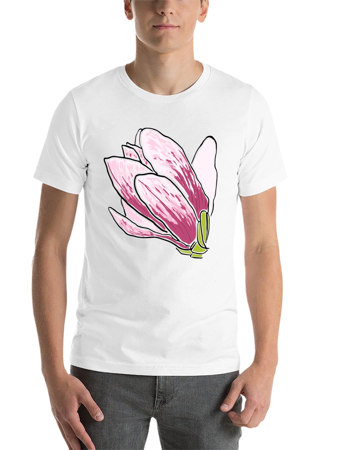 Black Magnolia Flower Graphic Tee - Soft Cotton Comfort view 14
