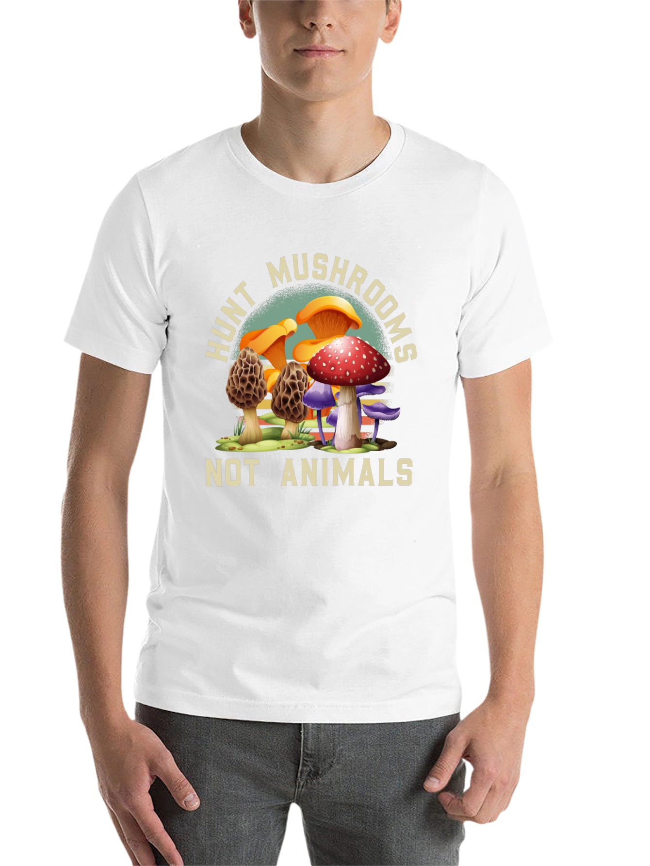 Black Hunt Mushrooms Tee - Vegan Nature Shirt view 14