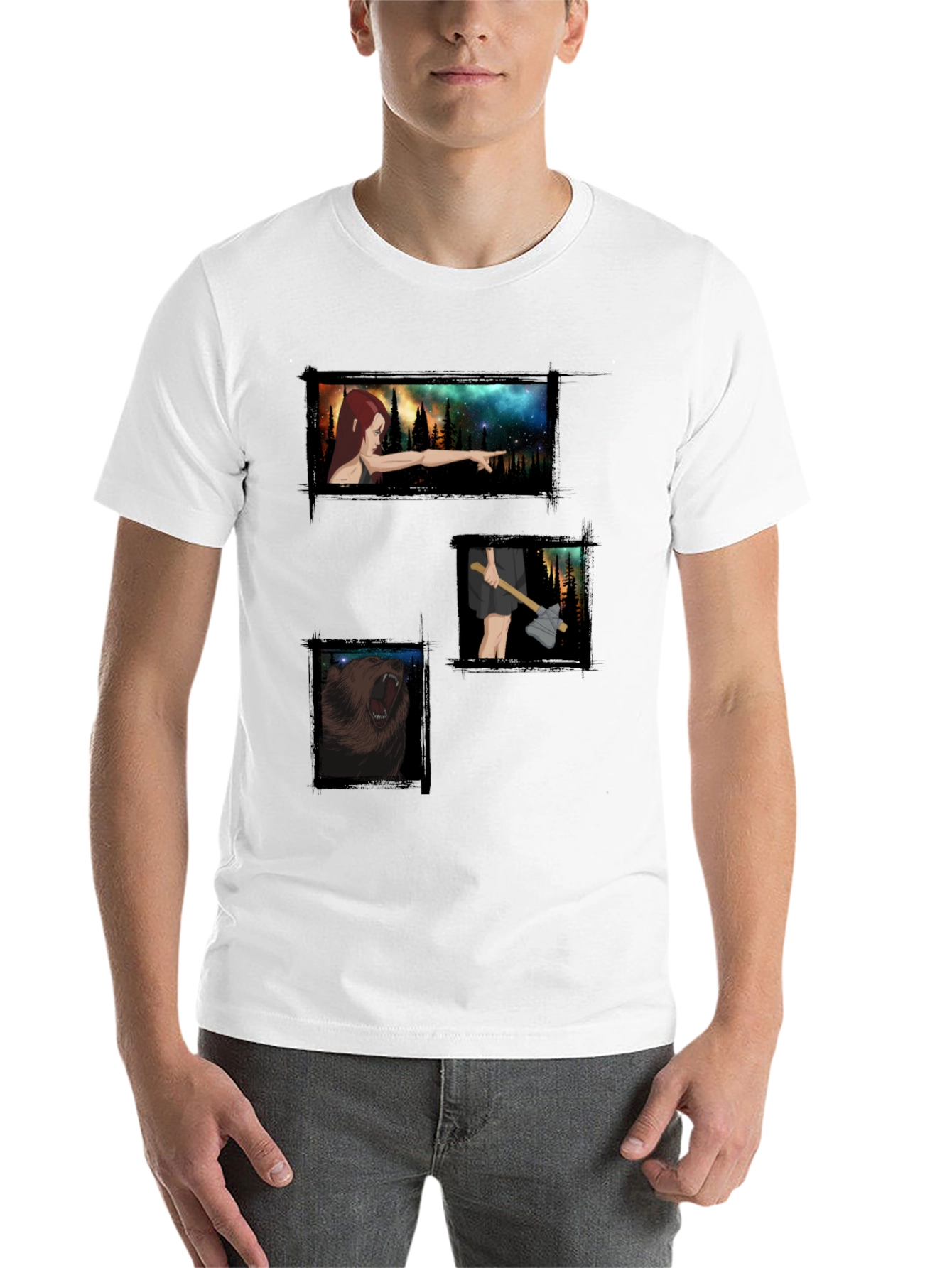 Black Printed Graphic Tee - Forest Adventure view 14