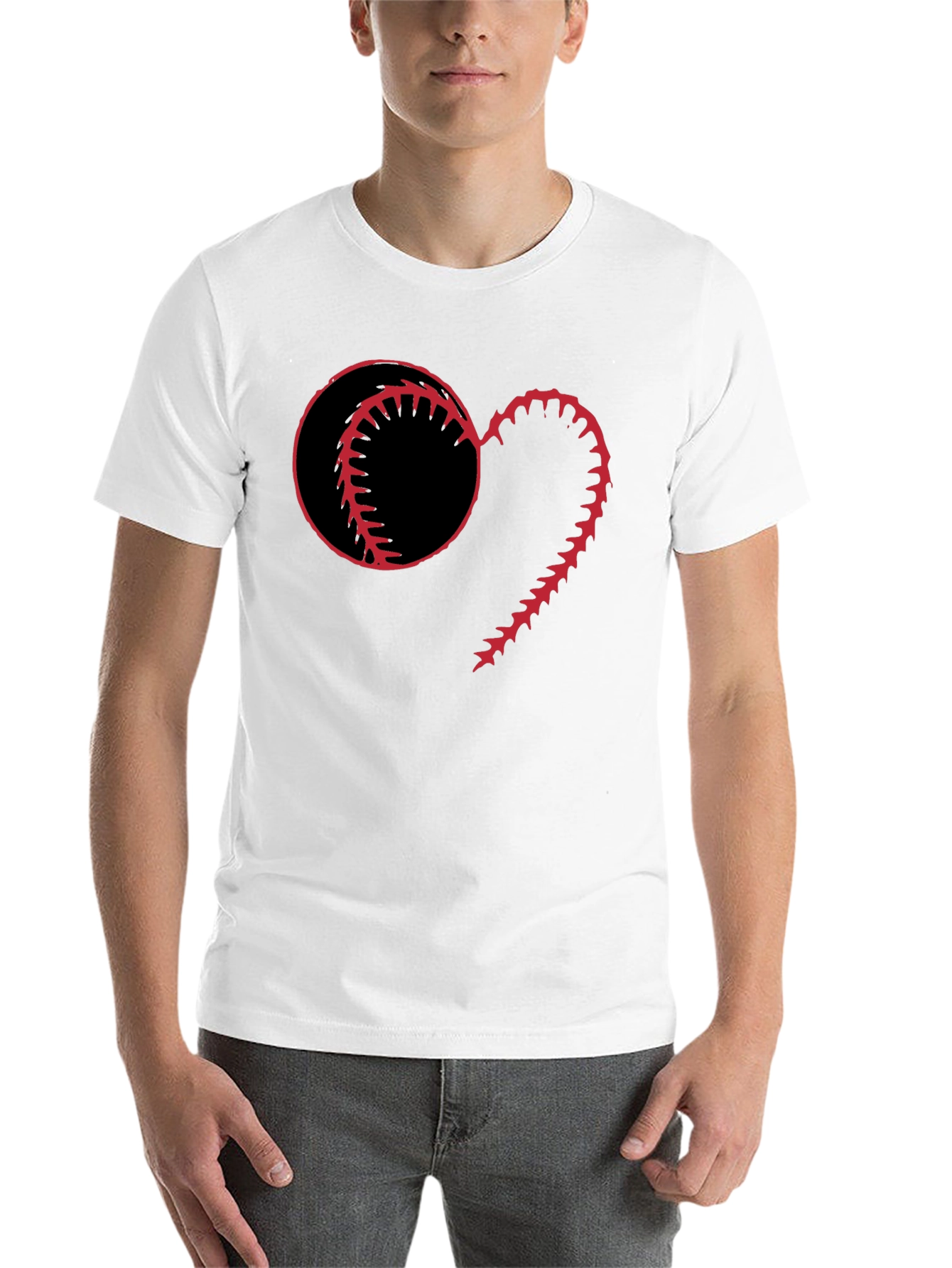 Black Baseball Heart Graphic T-Shirt view 14