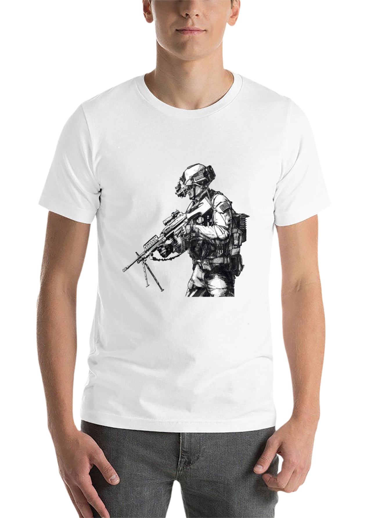 Black Tactical Soldier Graphic T-Shirt - Black view 14