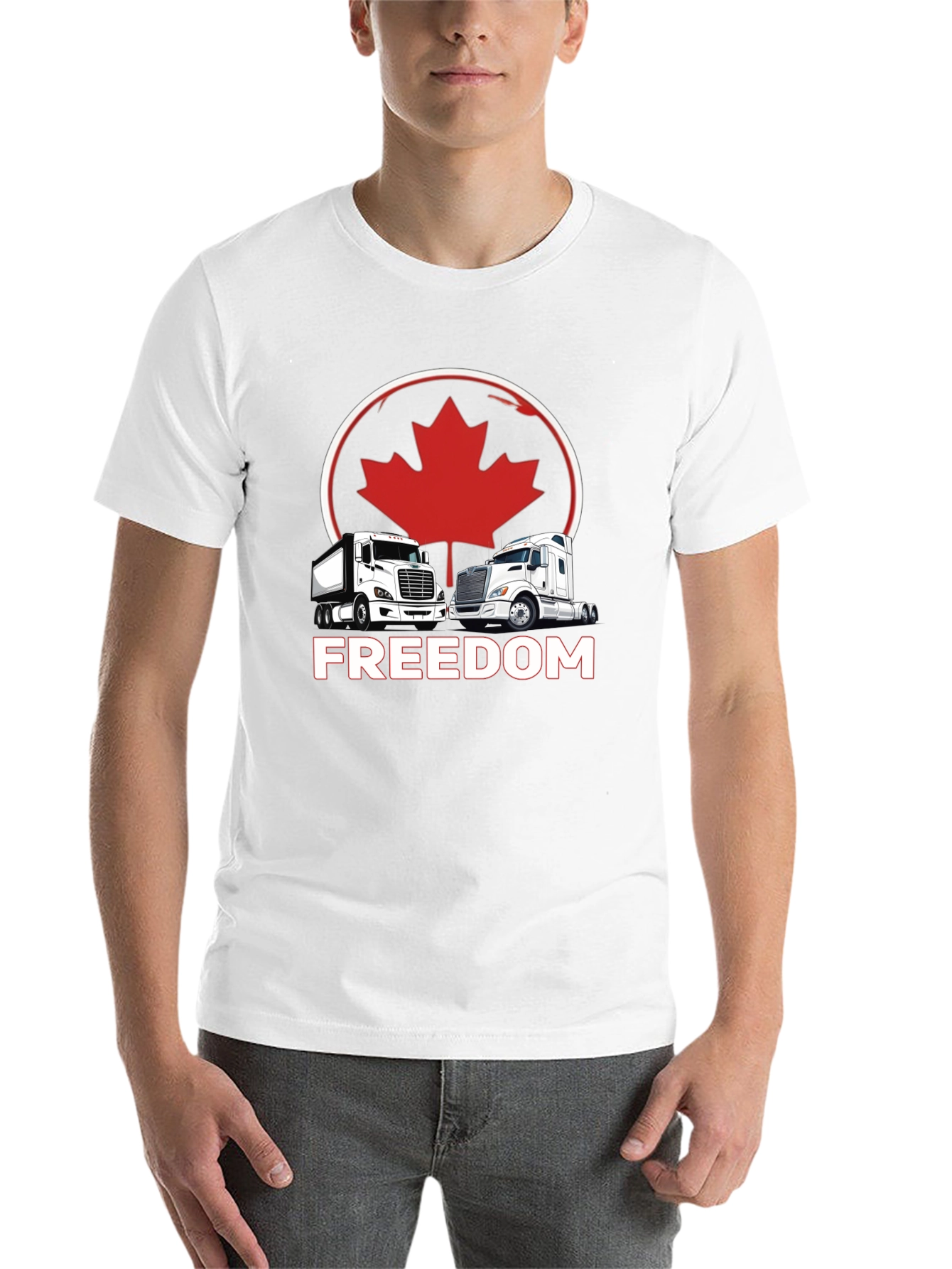 Black Freedom Trucker T-Shirt Canada Maple Leaf view 14