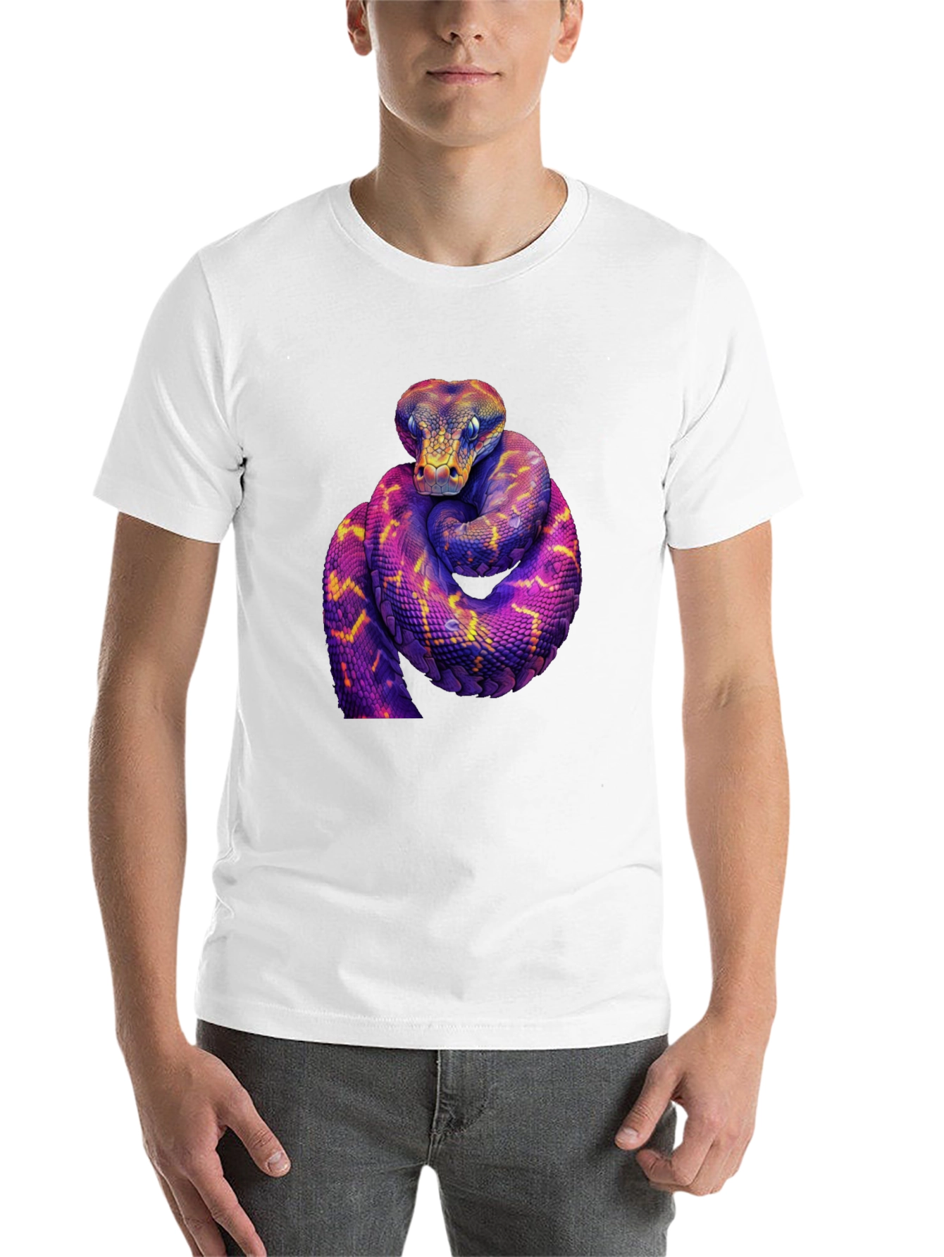 Black Vibrant Snake Graphic Tee - Bold Reptile Design view 14