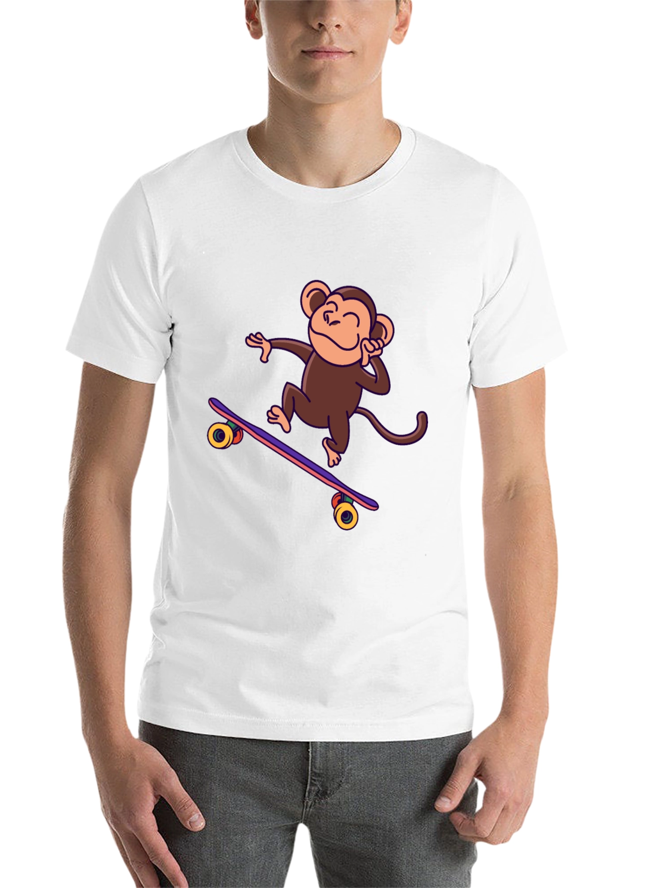 Black Skateboarding Monkey Graphic Tee - Fun & Stylish! view 14