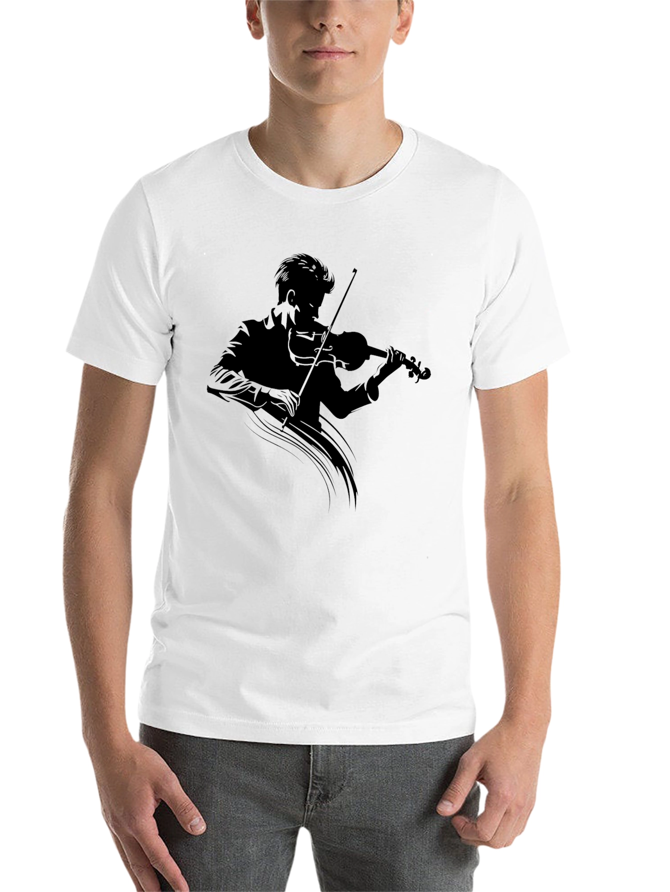 Black Musician Silhouette T-Shirt - Classic Black Tee view 14