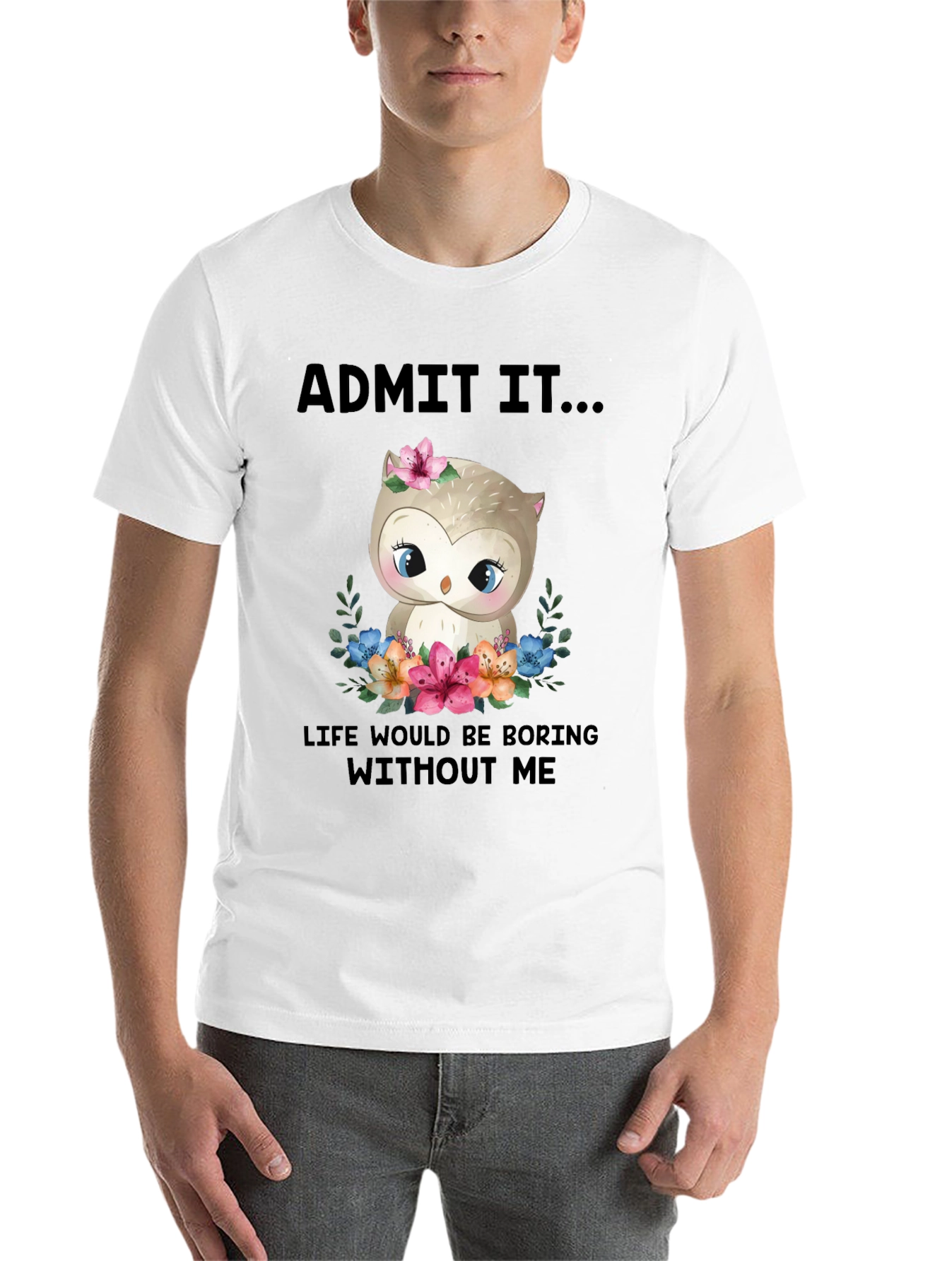 Black Cute Owl Graphic Tee - "Admit It..." view 14