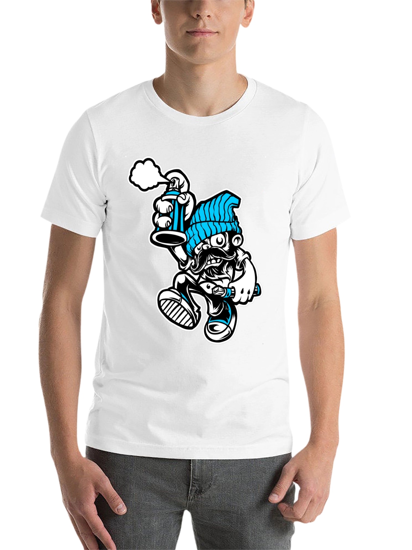 Black Cool Graphic T-Shirt: Graffiti Man view 14