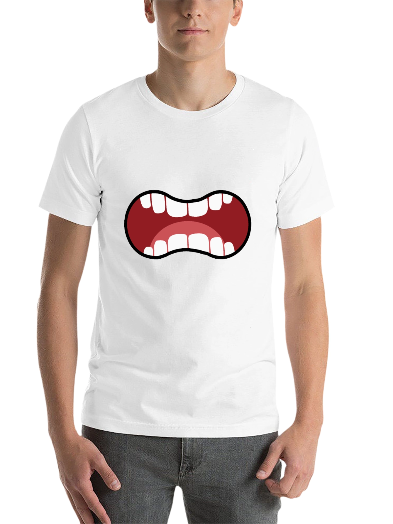 Black Cartoon Mouth T-Shirt - Funny Graphic Tee view 14